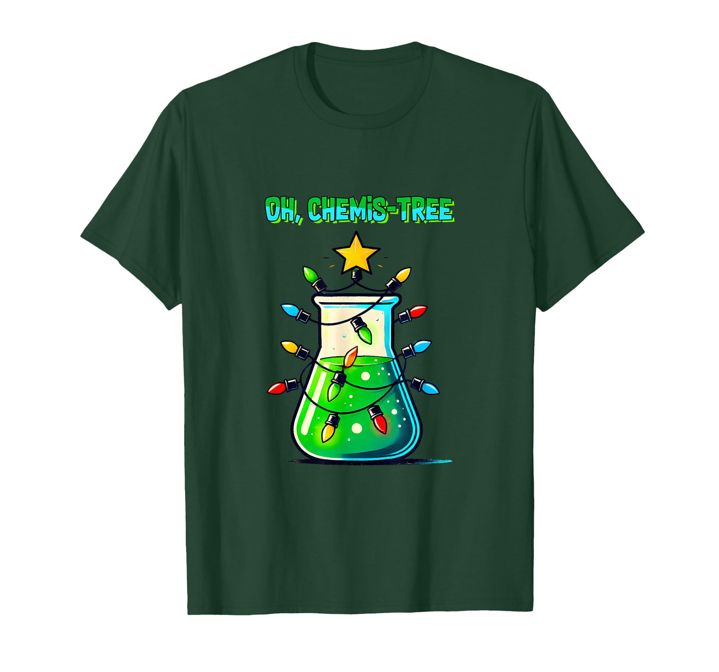 Science Teacher christmas tees Funny Science Teacher Oh Chemis-Tree Christmas Xmas tree Unisex-Adult T-Shirt Black Small