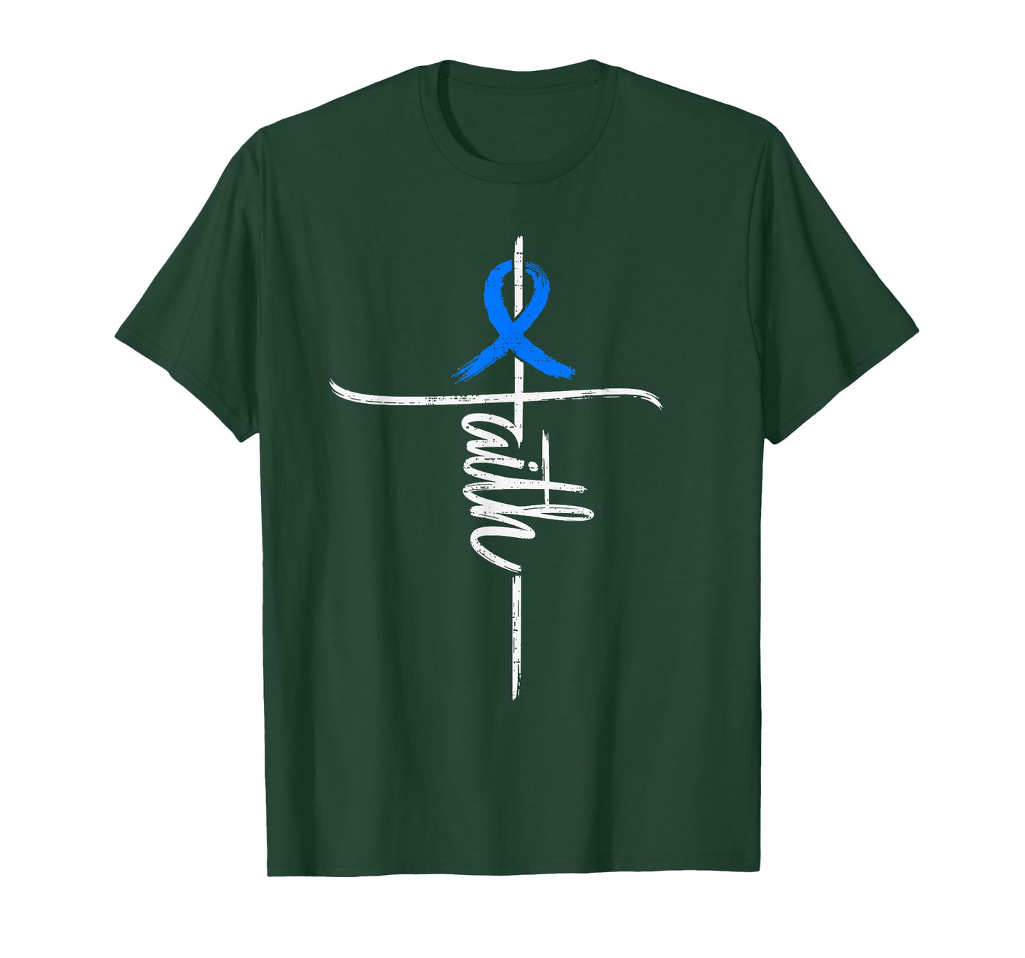 Faith Dystonia Awareness Cross Christian Ribbon Blue Support T-Shirt
