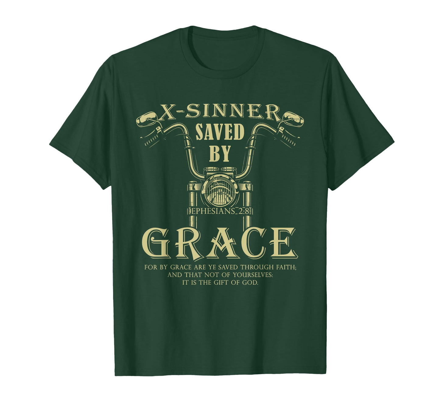 X-Sinner Saved by Grace Verse: Christian Faith Motorcycle T-Shirt
