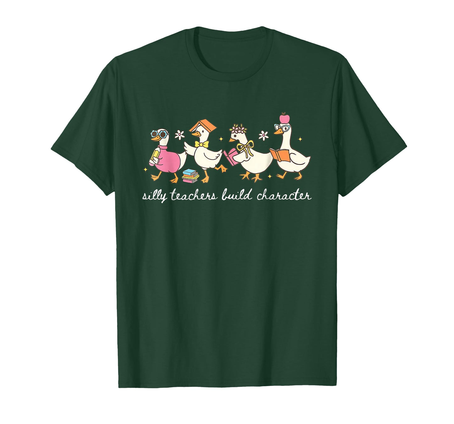 Silly Teachers Build Character Goose Teacher Back to School T-Shirt