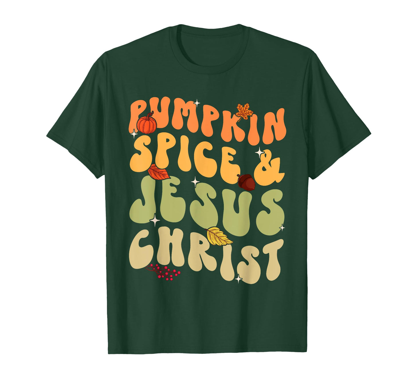 Retro Groovy Pumpkin Spice And Jesus Christ Fall Autumn T-Shirt