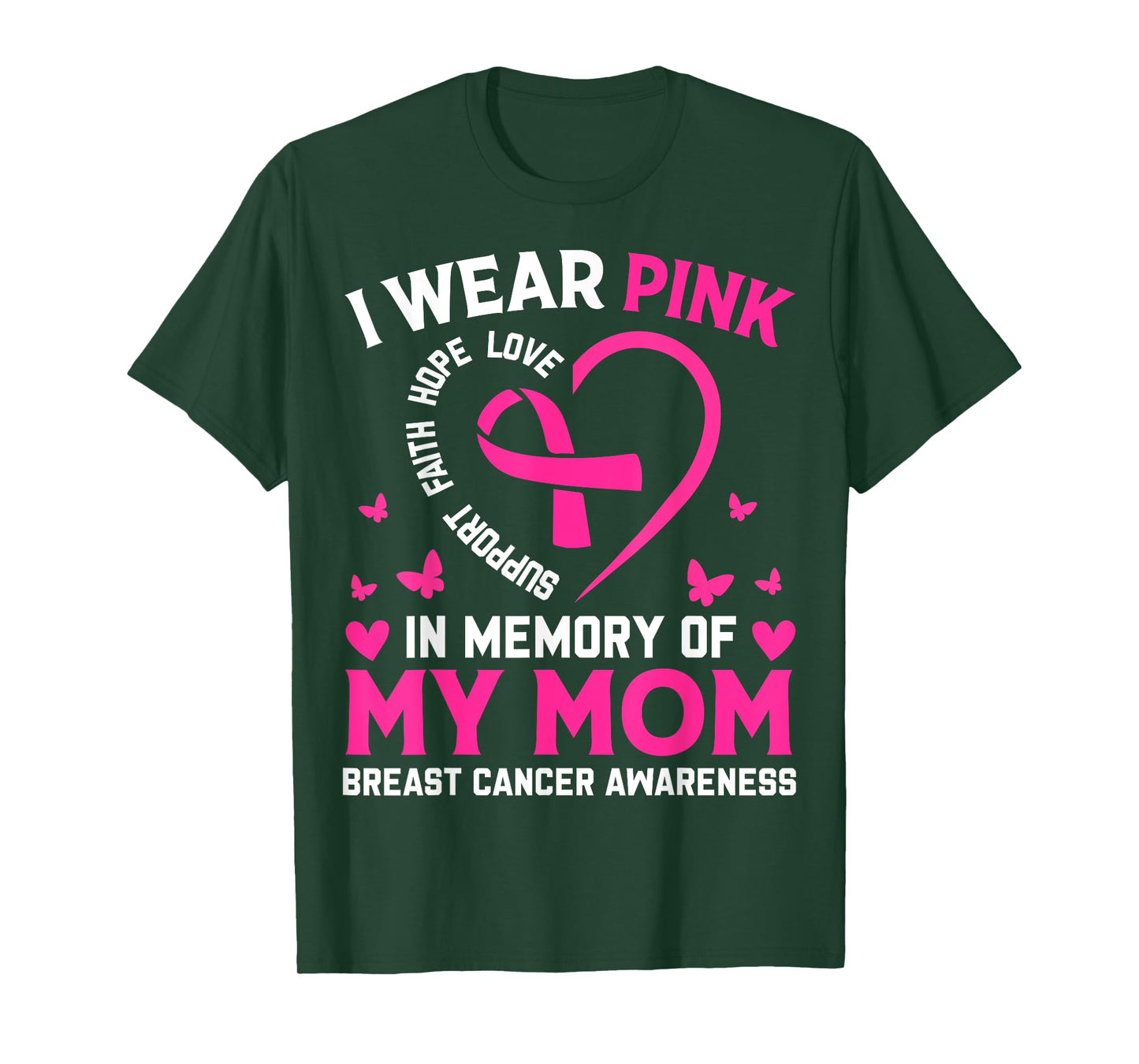 Breast Cancer Awareness Gift I Wear Pink In Memory Of My Mom T-Shirt