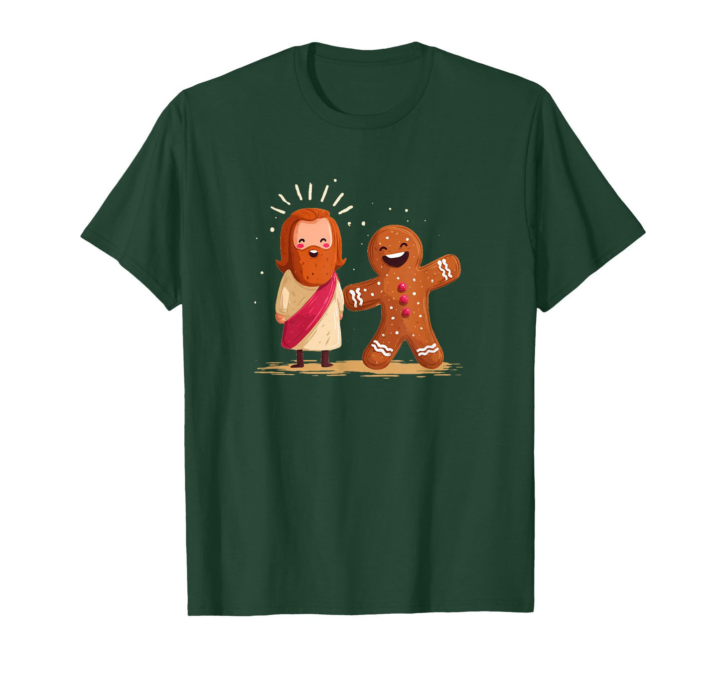Funny Gingerbread Man and Jesus Christ for Christmas T-Shirt