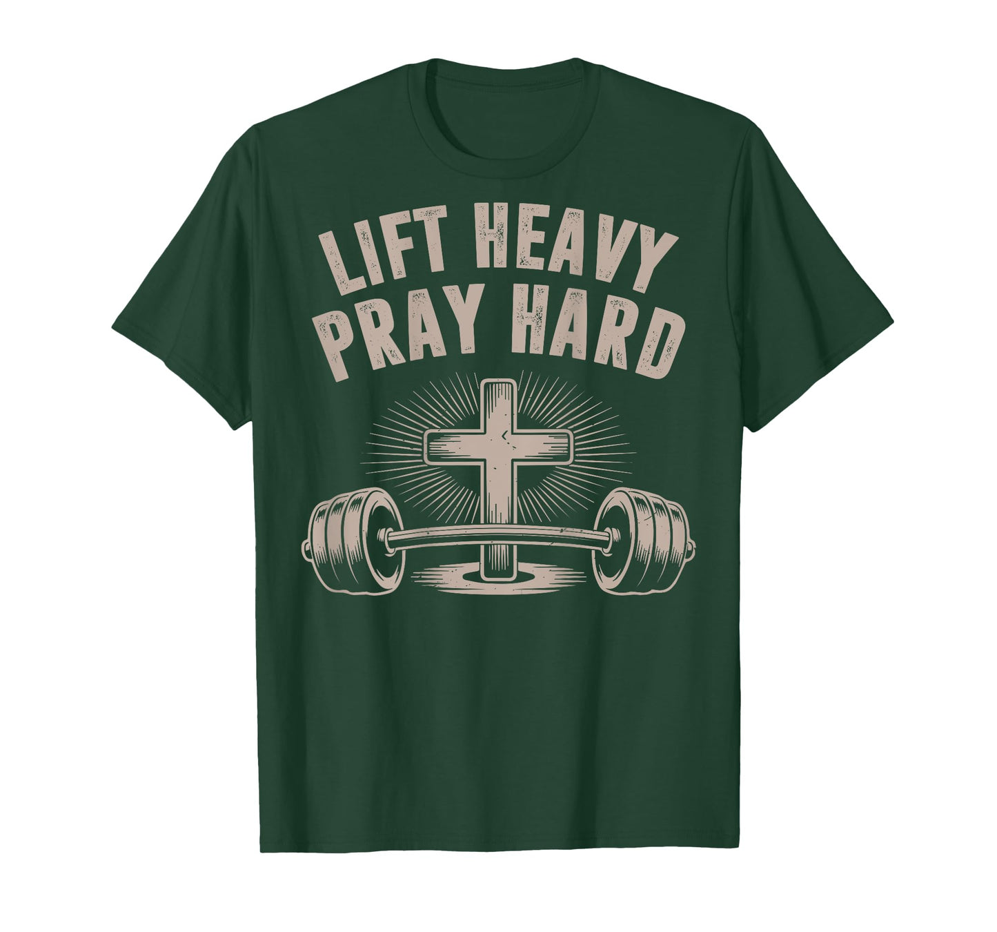 Men's Lift Heavy Pray Hard Funny Christian Jesus Gym Workout T-Shirt