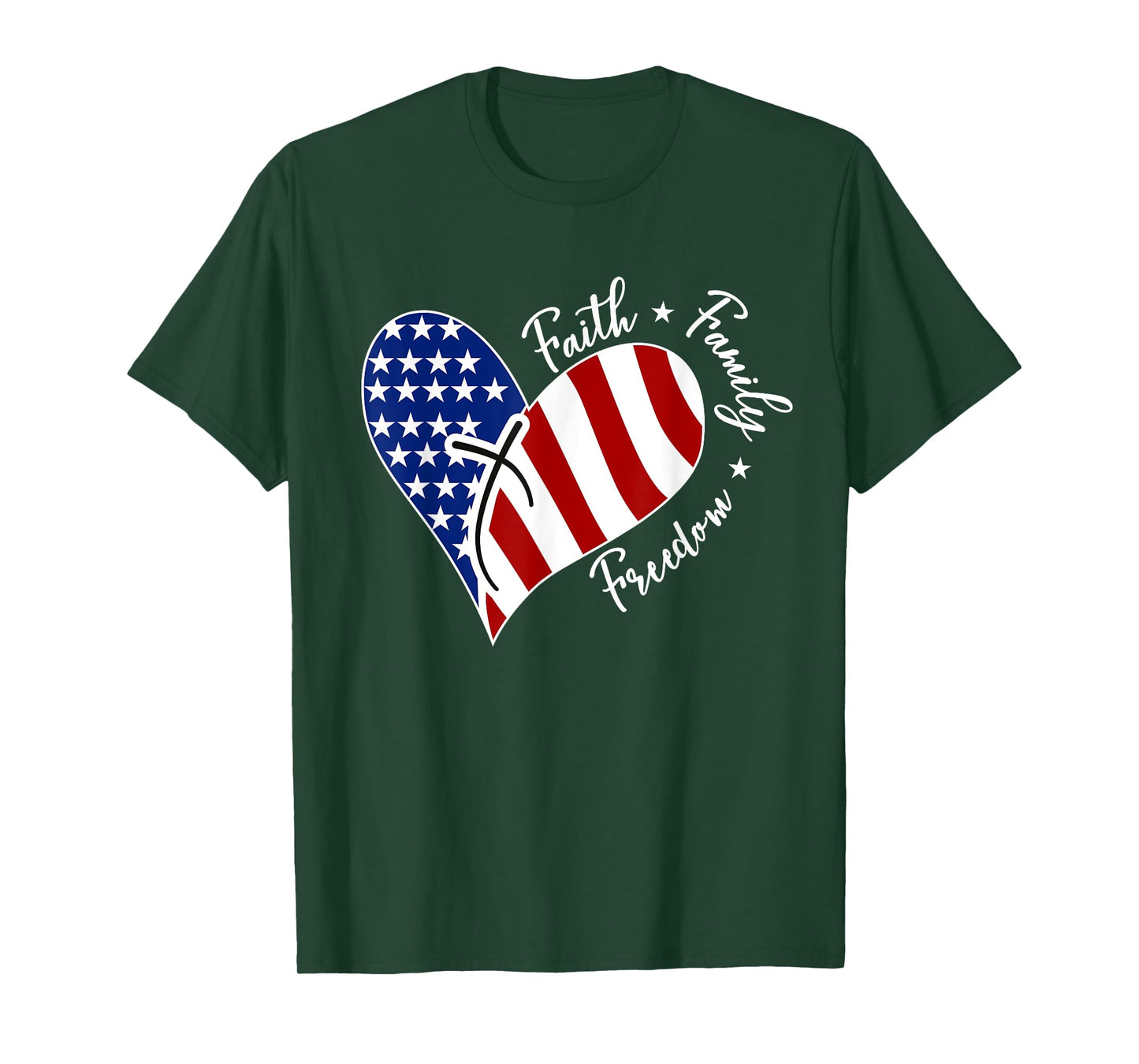 Jesus Cross Heart-Shaped America Flag The Lord Is My Rock T-Shirt