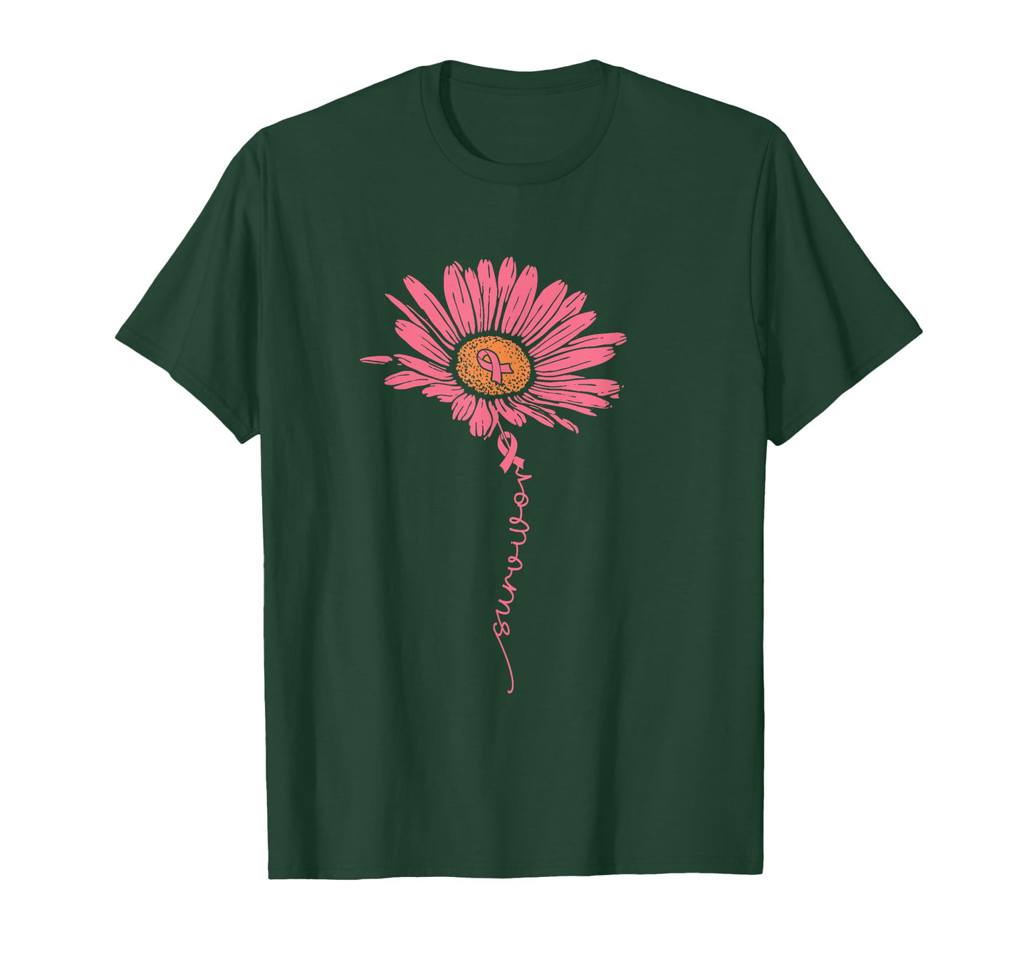Sunflower Faith Breast Cancer Awareness Pink Ribbon T-Shirt