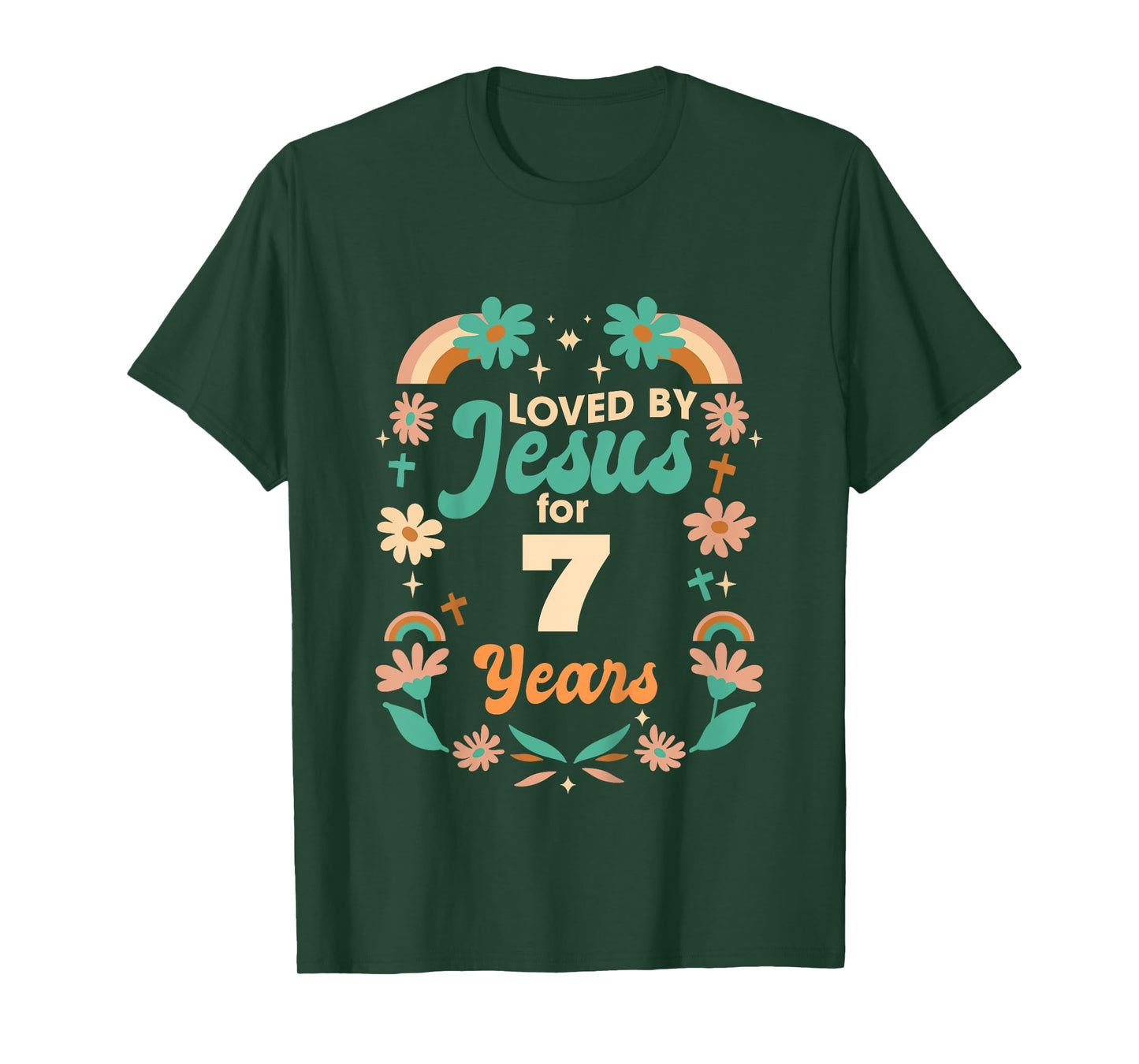 Loved By Jesus For 7 Years 7th Birthday Christian Theme T-Shirt