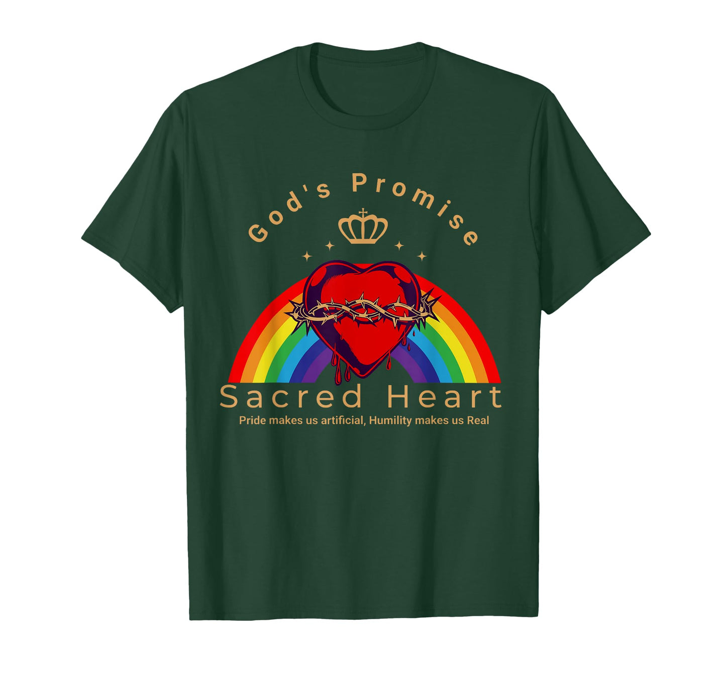 Sacred Heart of Jesus Rainbow Funny God Christian LGBT Pride T-Shirt
