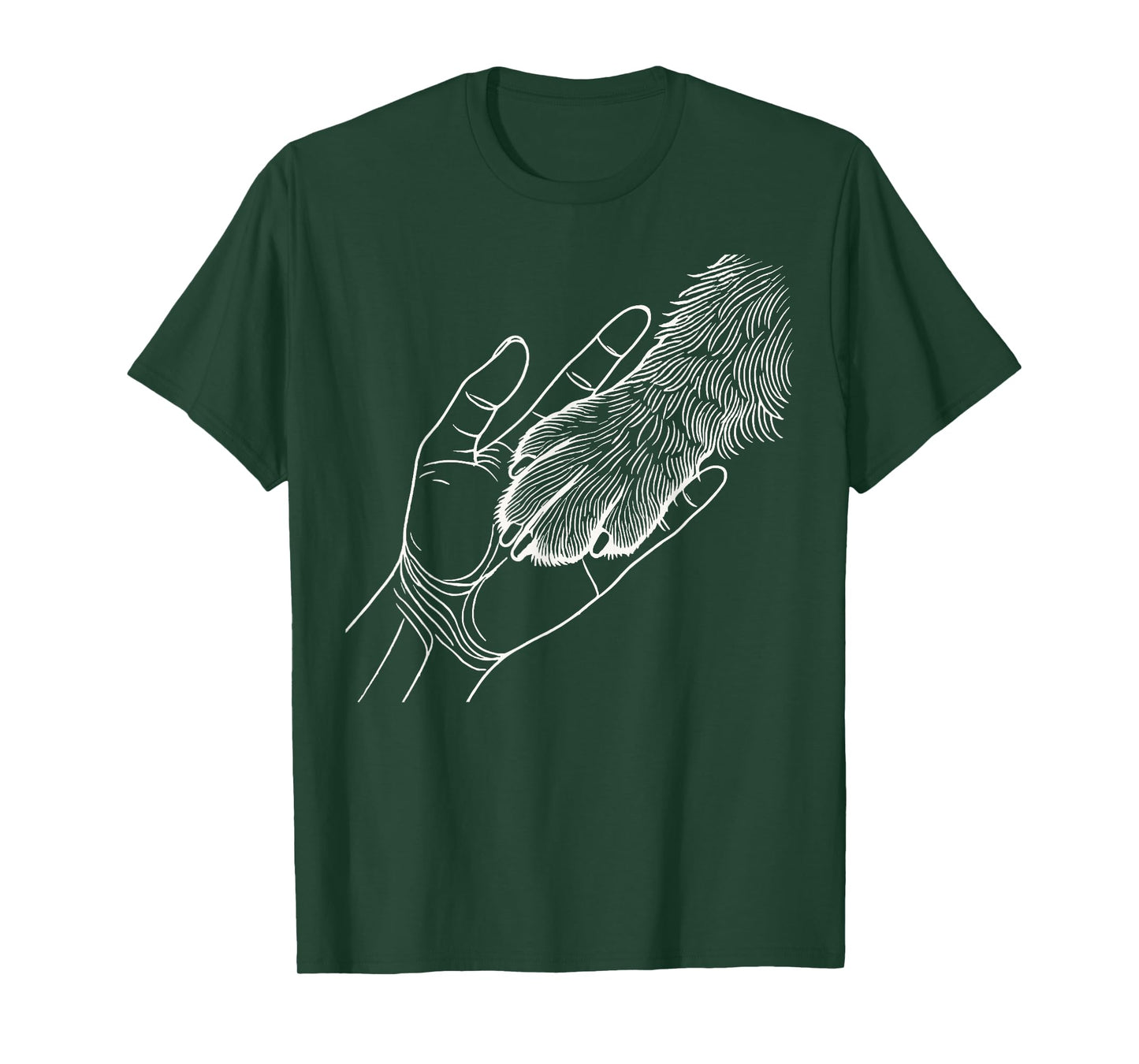 Dog And People Punch Hand Dog Man Friendship Bump Dog's Paw T-Shirt