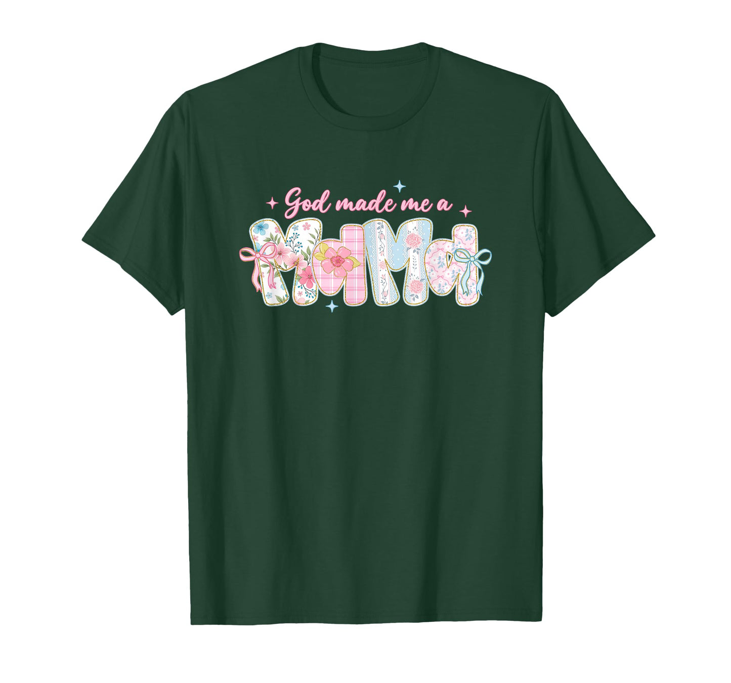 God Made Me A Mama Floral Typography T-Shirt