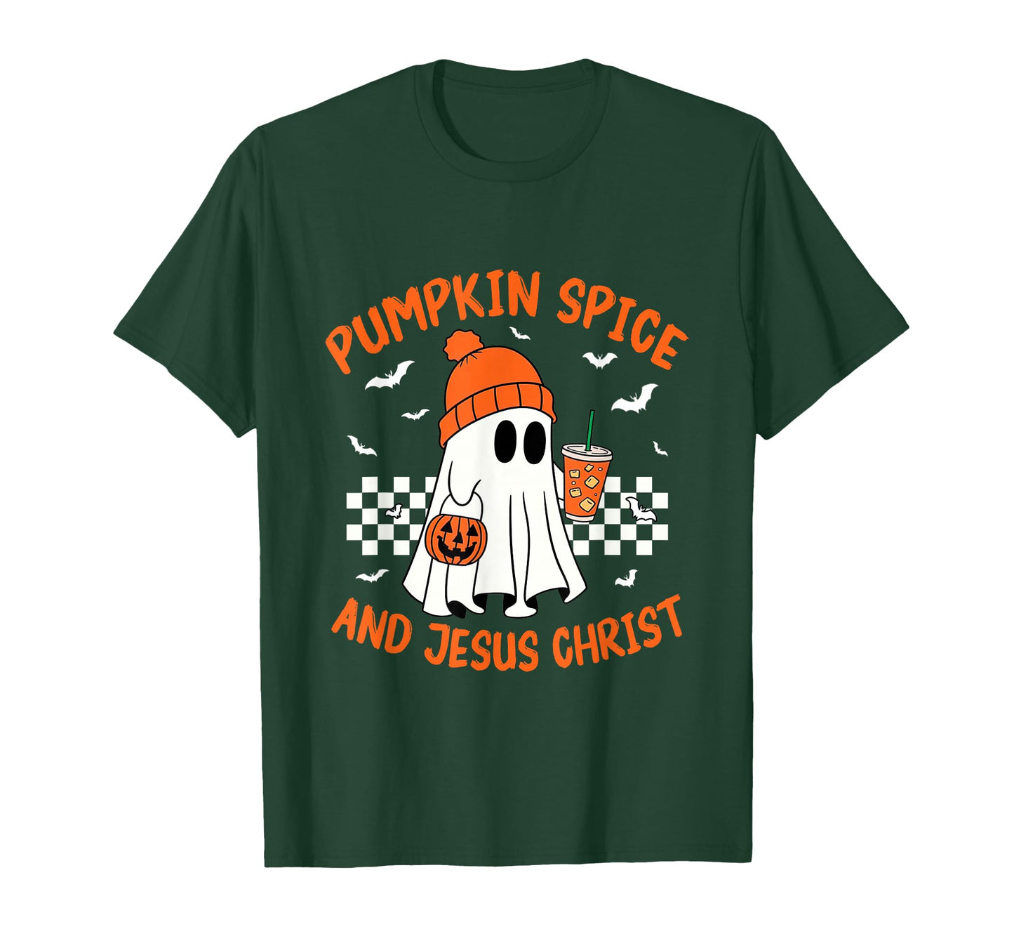 Pumpkin Spice and Jesus Christ Funny Ghost Fall Christian T-Shirt