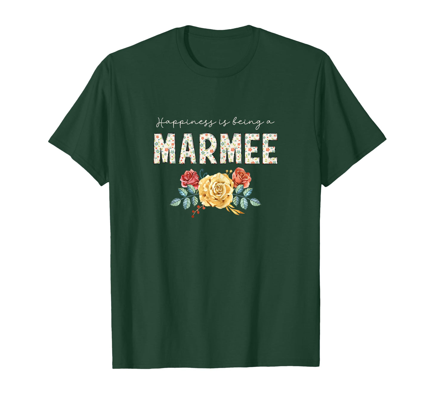 Happiness Is Being A Marmee Floral Flower Grandma T-Shirt