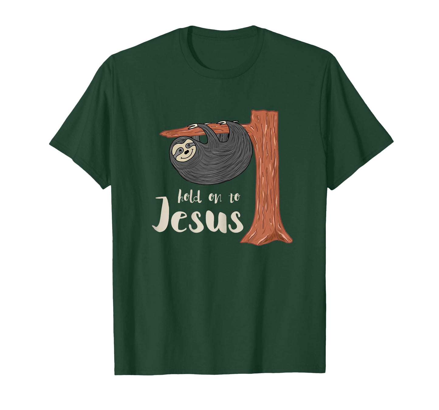 Funny Christian Sloth T Shirt gift for kids Hold on to Jesus T-Shirt