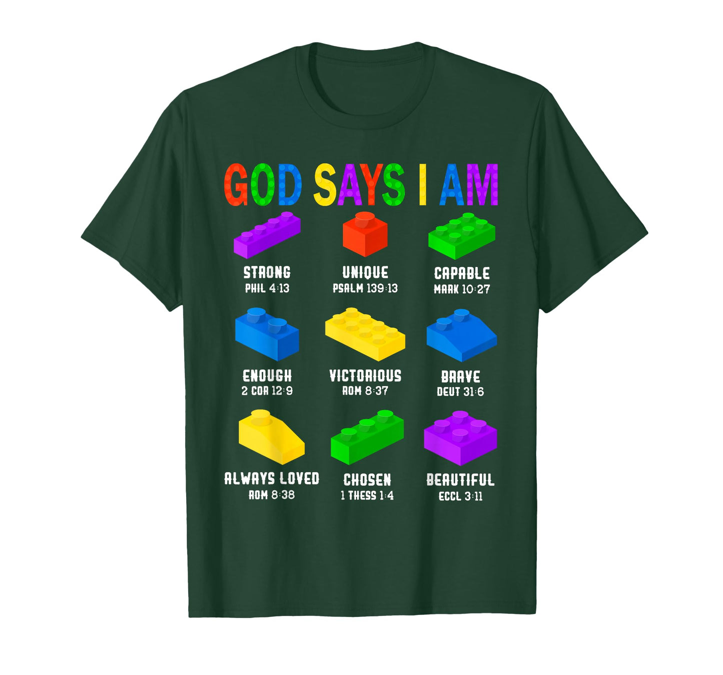 God Says I Am Building Brick Builder Block Boys Christian T-Shirt