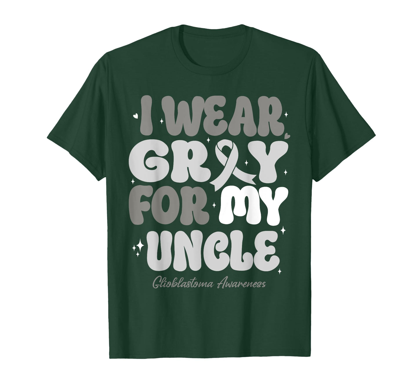 I Wear Gray For My Uncle Glioblastoma Awareness Ribbon Retro T-Shirt