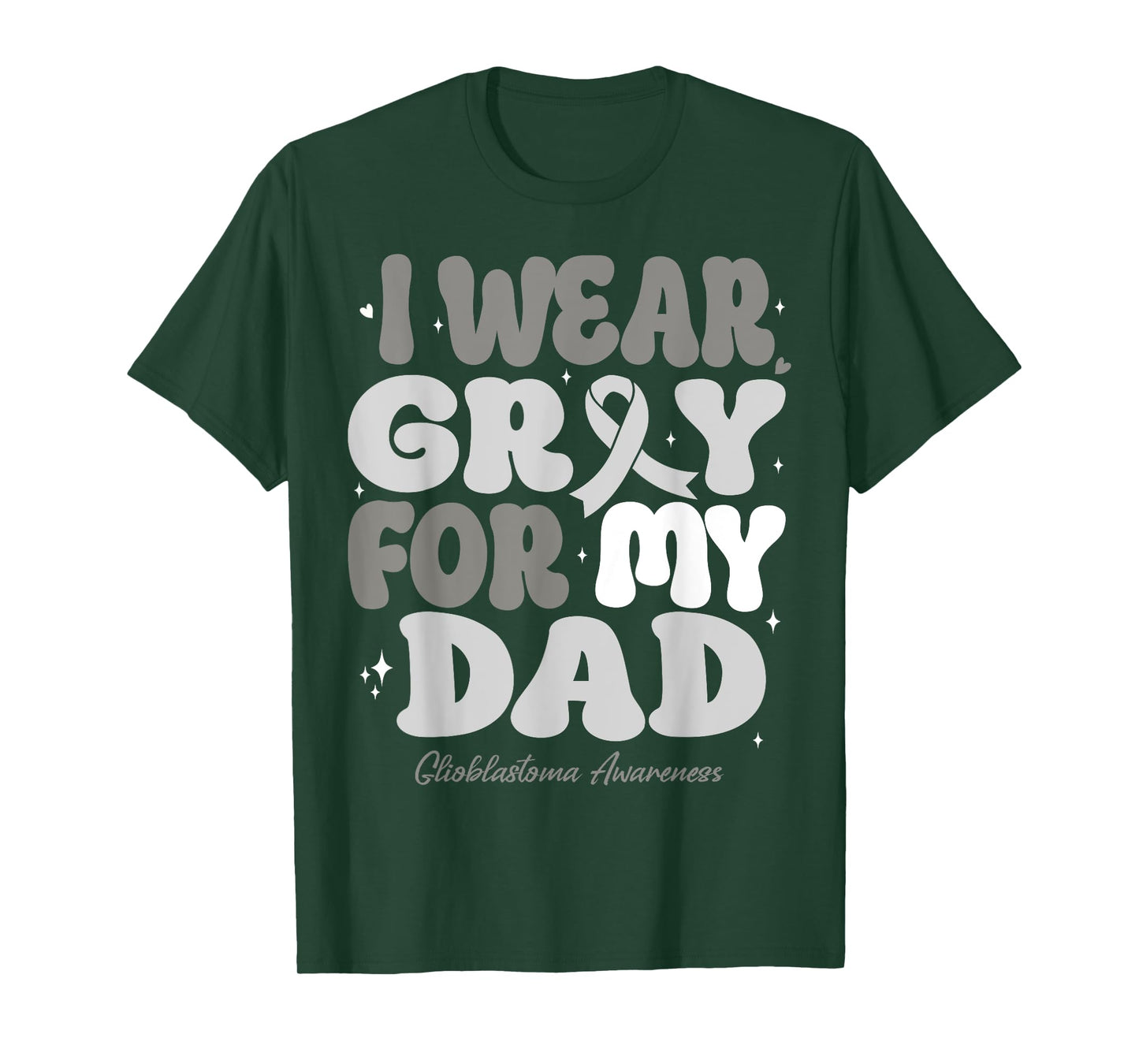 I Wear Gray For My Dad Glioblastoma Awareness Ribbon Retro T-Shirt