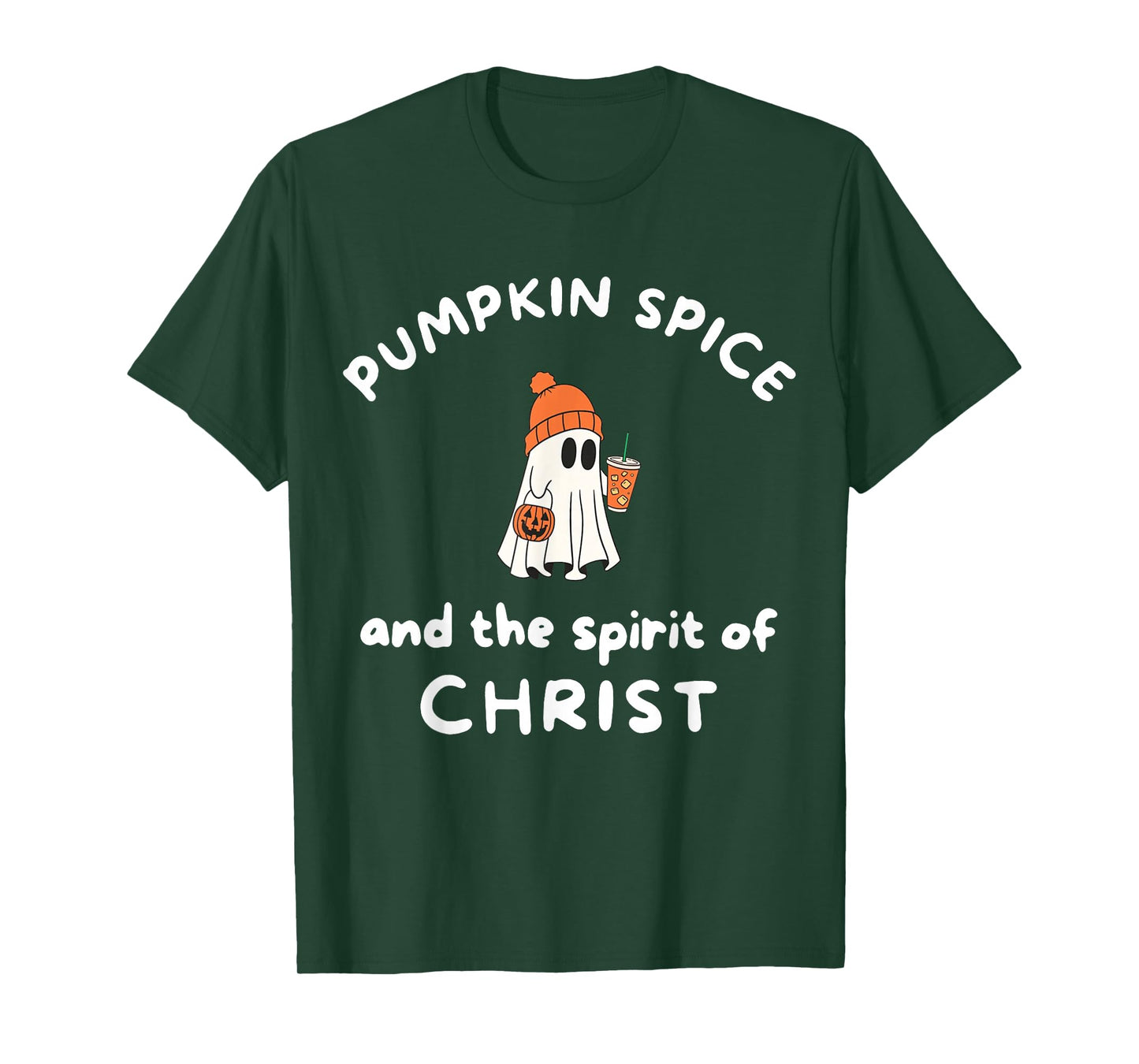 Pumpkin Spice and The Spirit of Jesus Christ Ghost Halloween T-Shirt