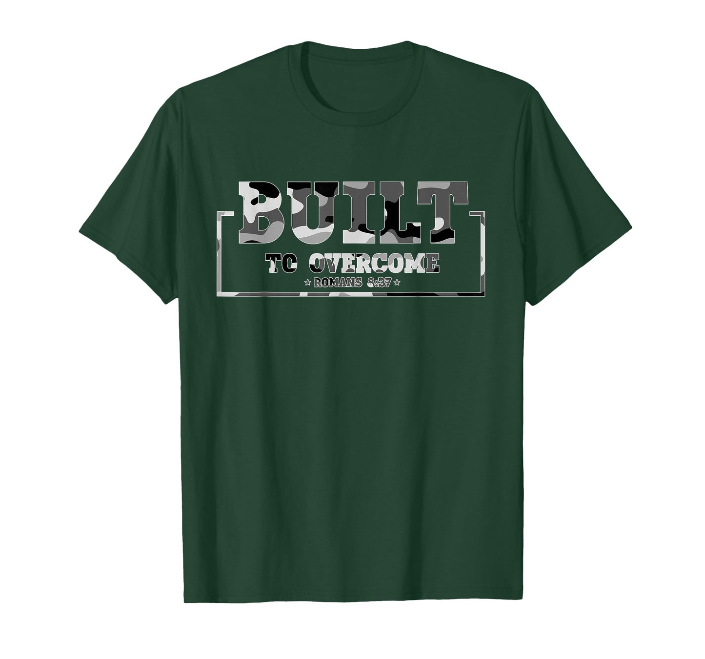 Built to Overcome Camo Gym Workout Scripture Faith Christian T-Shirt