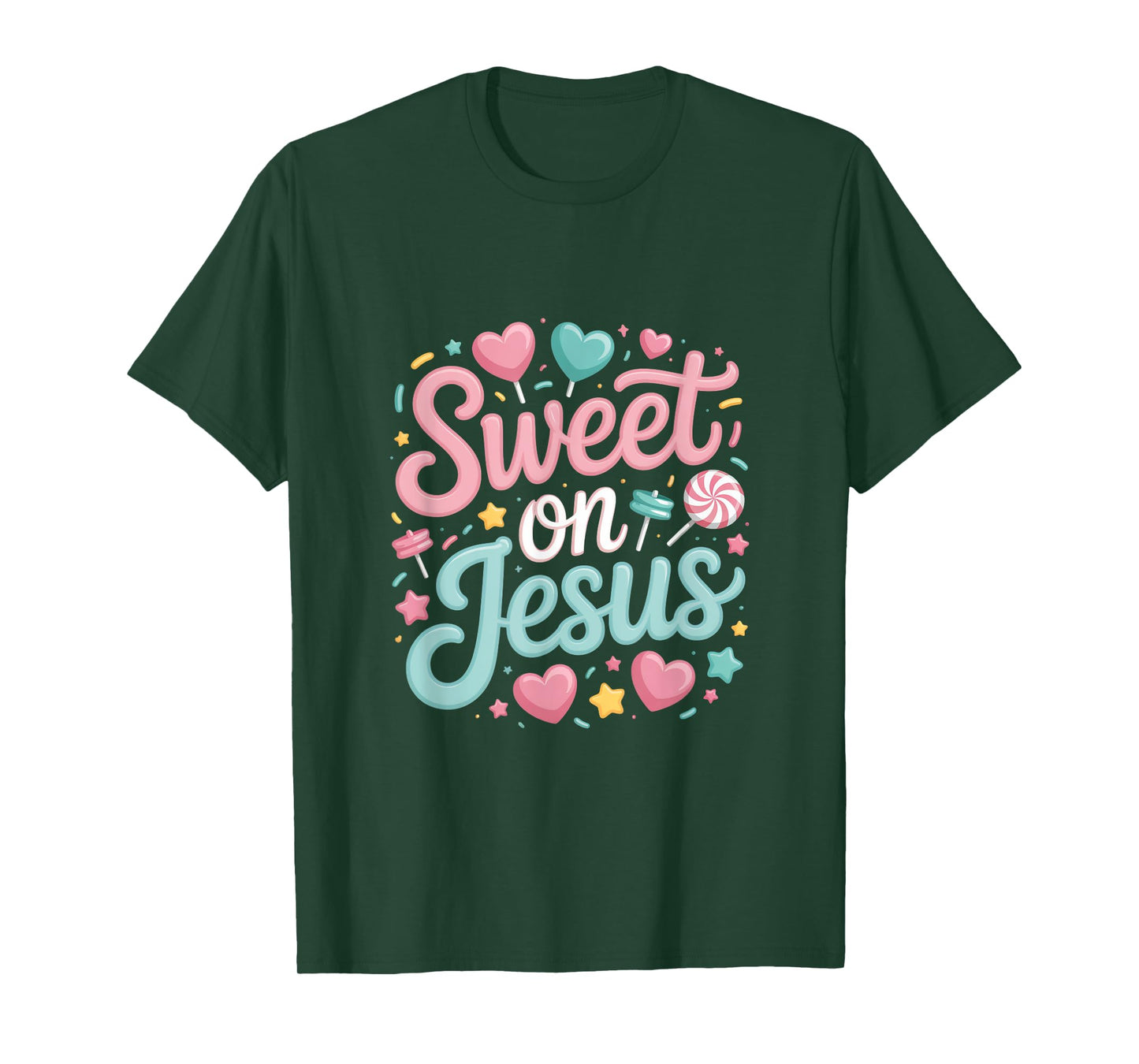 Sweet On Jesus Christian Words Heart Candy T-Shirt