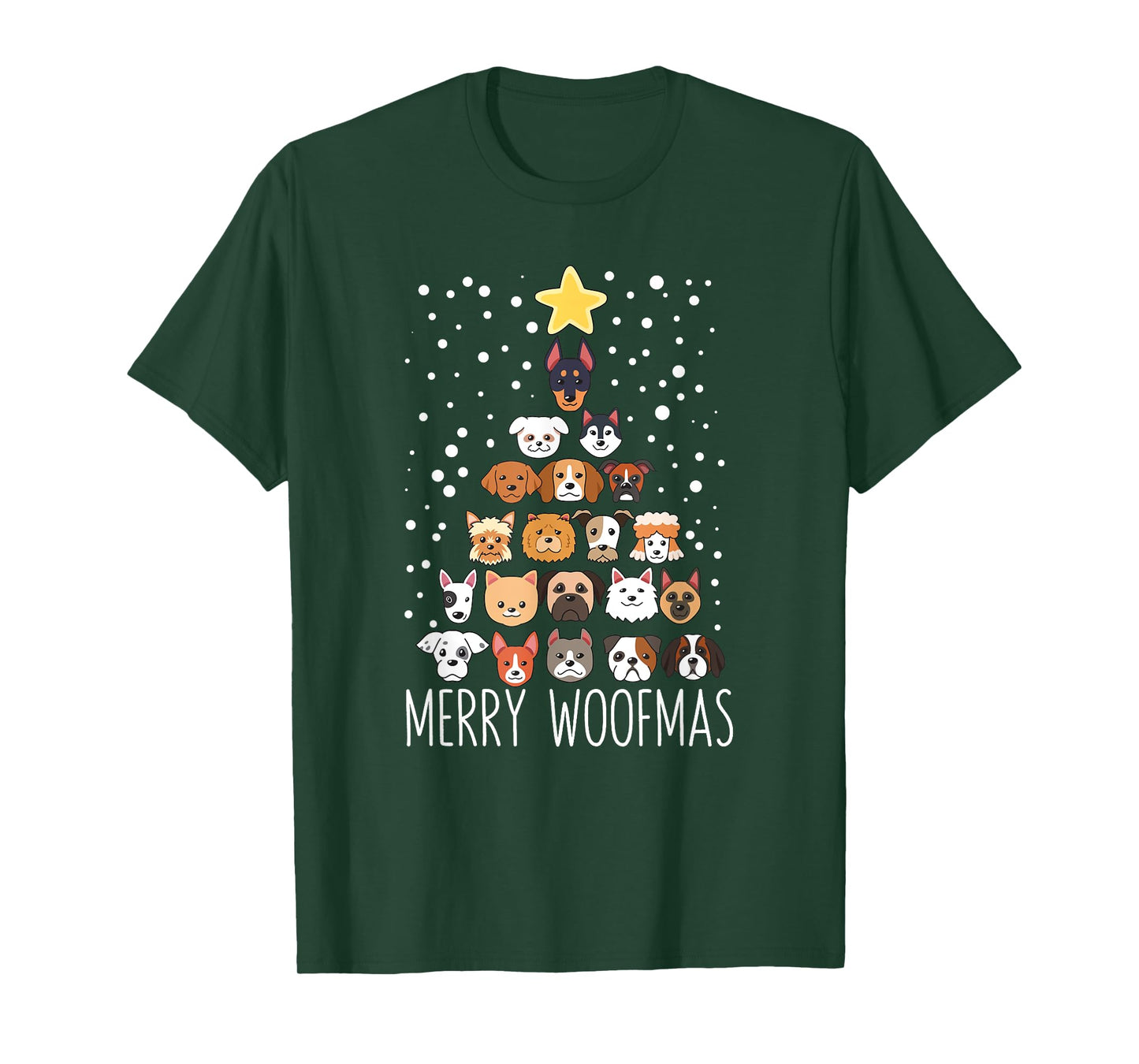 Woof Christmas Tree Dog Lovers Puppies Dogs Merry Woofmas T-Shirt for Men Women Kids