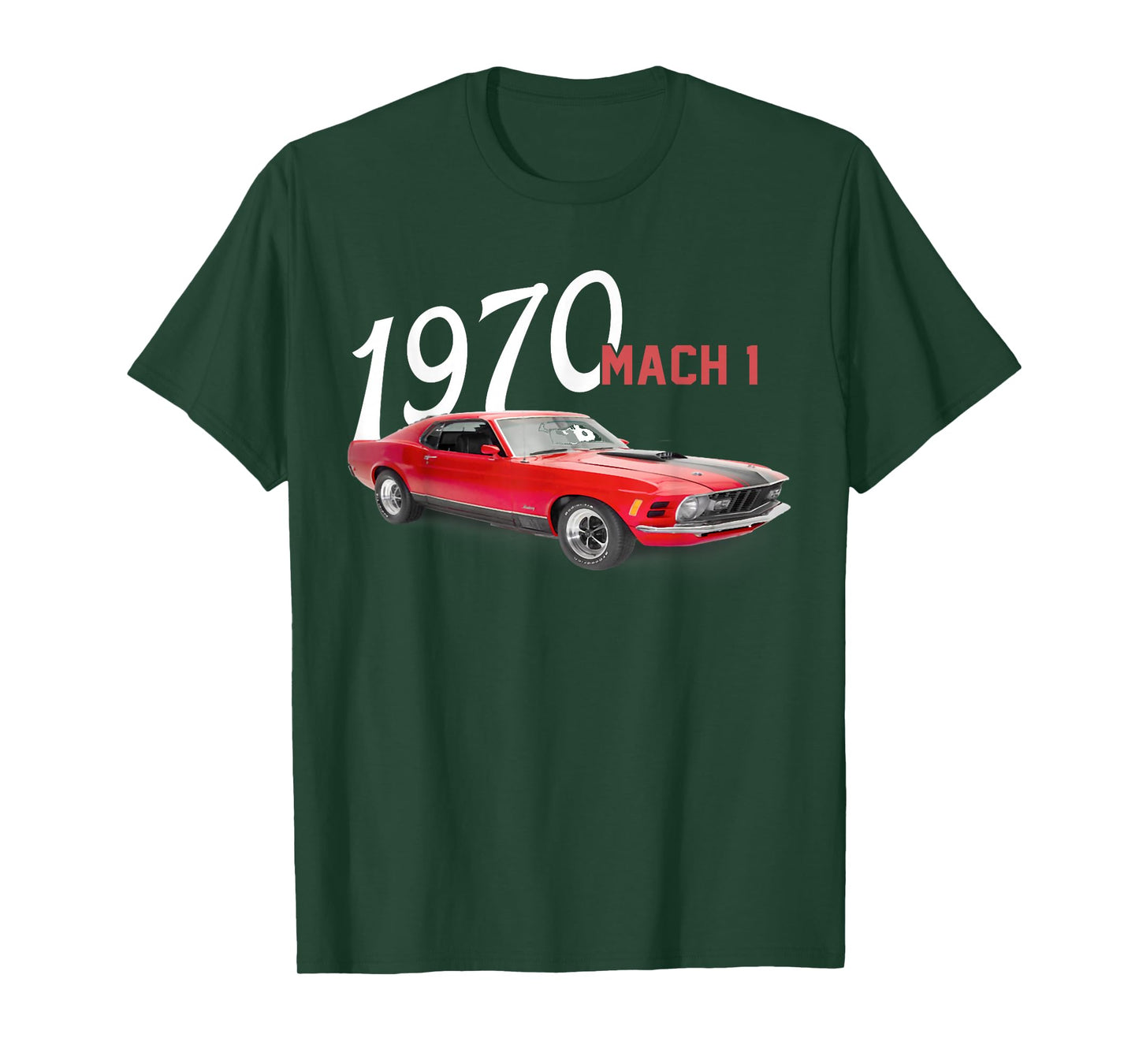 1970 70 Mach 1 Red Classic Vintage Old Car USA Flag T-Shirt