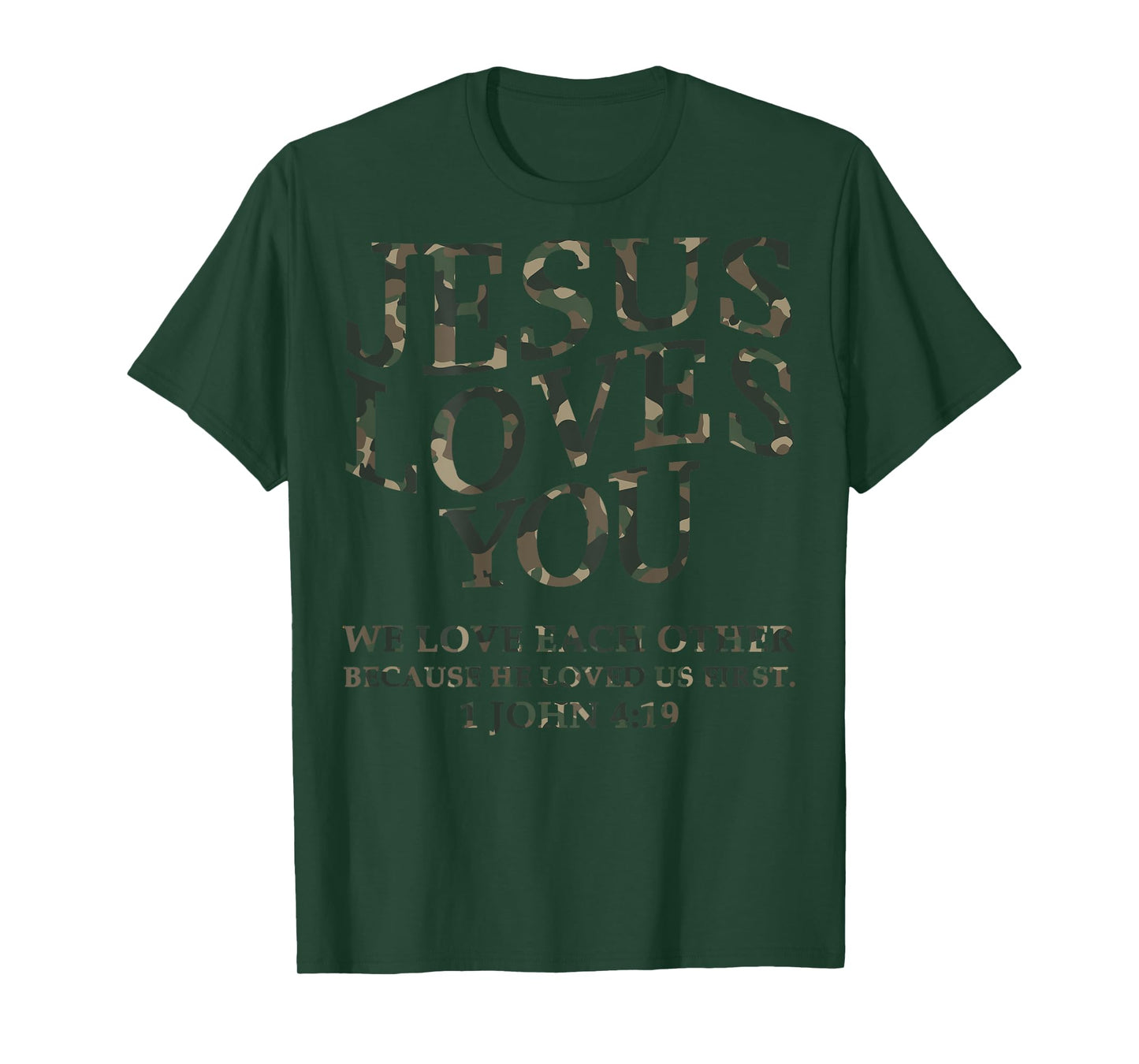 Camo Jesus Loves You Me Christian Youth Men God Son Brother T-Shirt