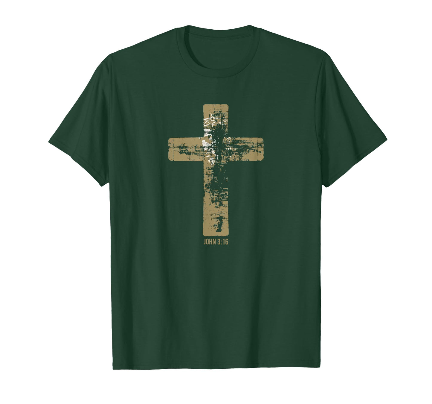 Image of Jesus Wearing Thorn Crown, Cross, John 3:16 T-Shirt