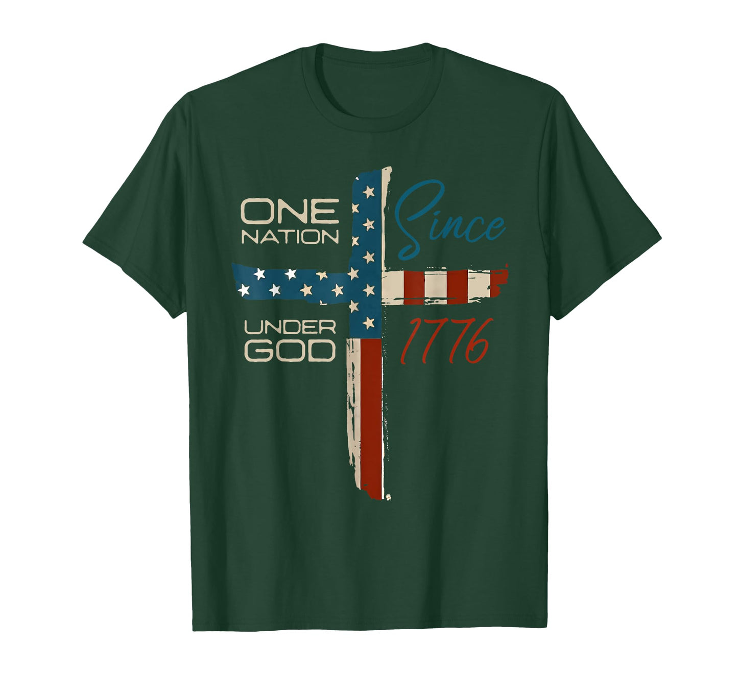 One Nation Under God Flag 4th Of July Patriotic Christian T-Shirt
