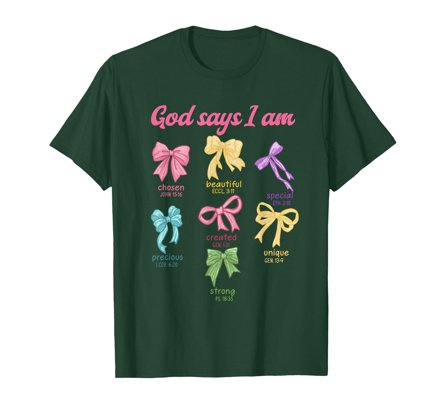 Retro Coquette Bow God Say I Am Christian Girls Teens Women T-Shirt