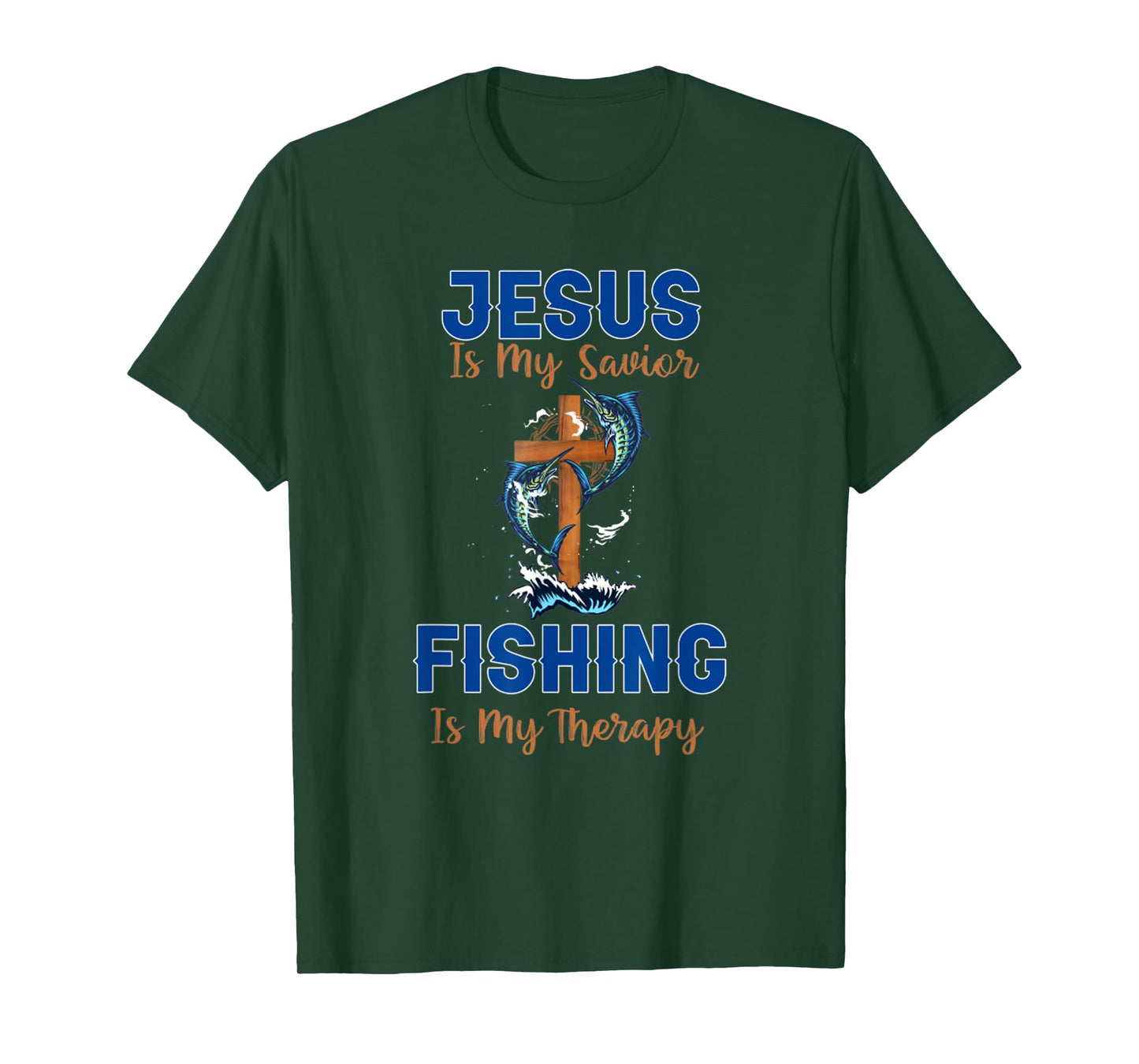 Vintage Jesus Is My Savior Fishing Is My Therapy T-Shirt