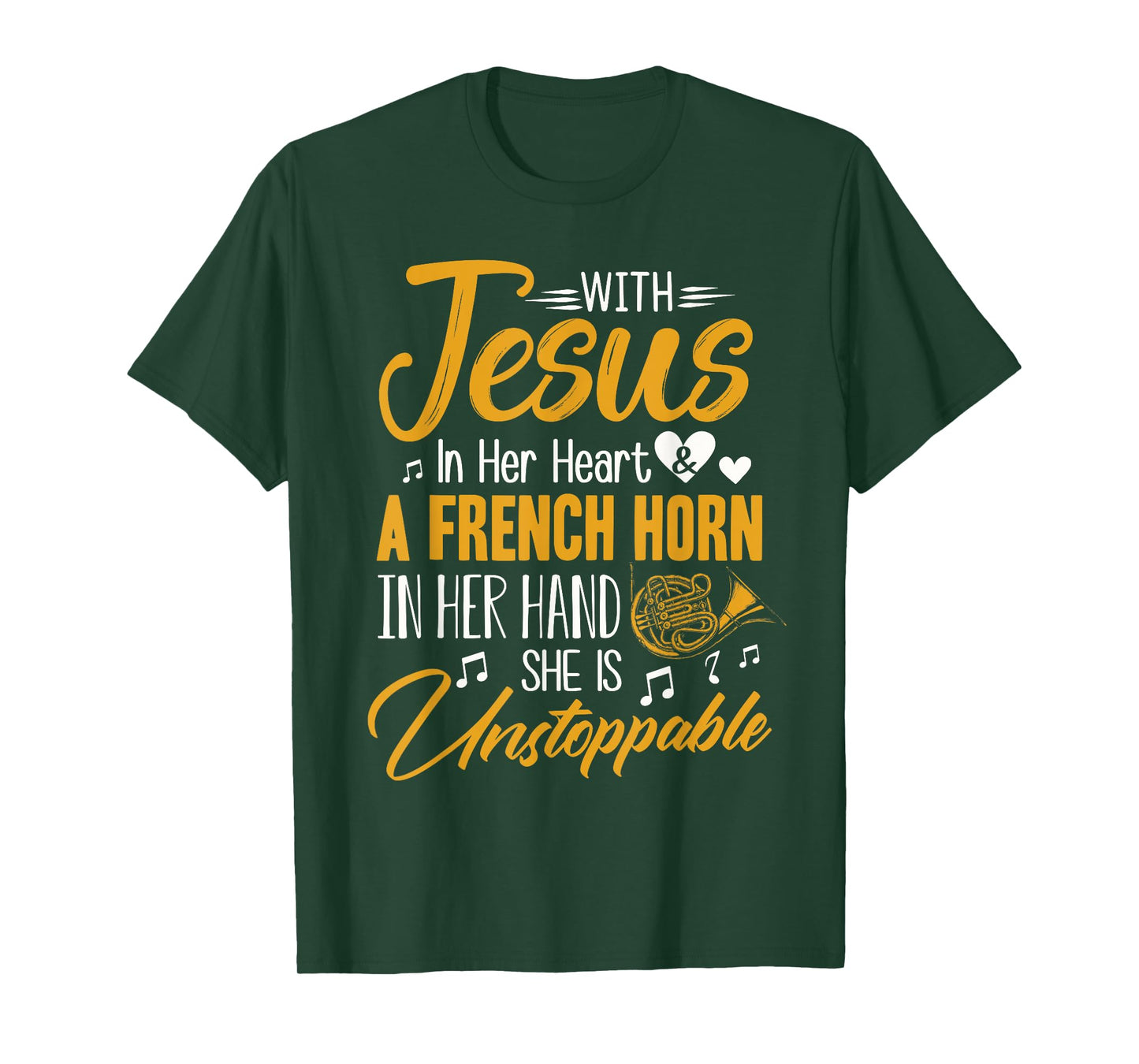 French Horn Shirt With Jesus In Her Heart French Horn Band T-Shirt