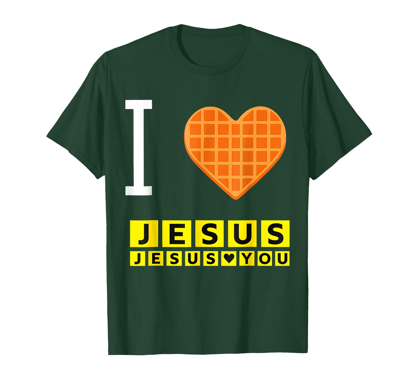 I Love Jesus Waffle Heart Funny Christian Breakfast T-Shirt