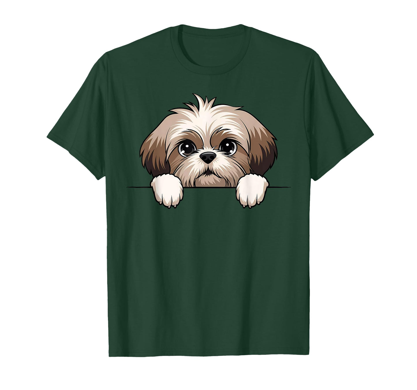 Cute Shih Tzu Peeking Puppy Funny Dog Lover Women Men Kids T-Shirt