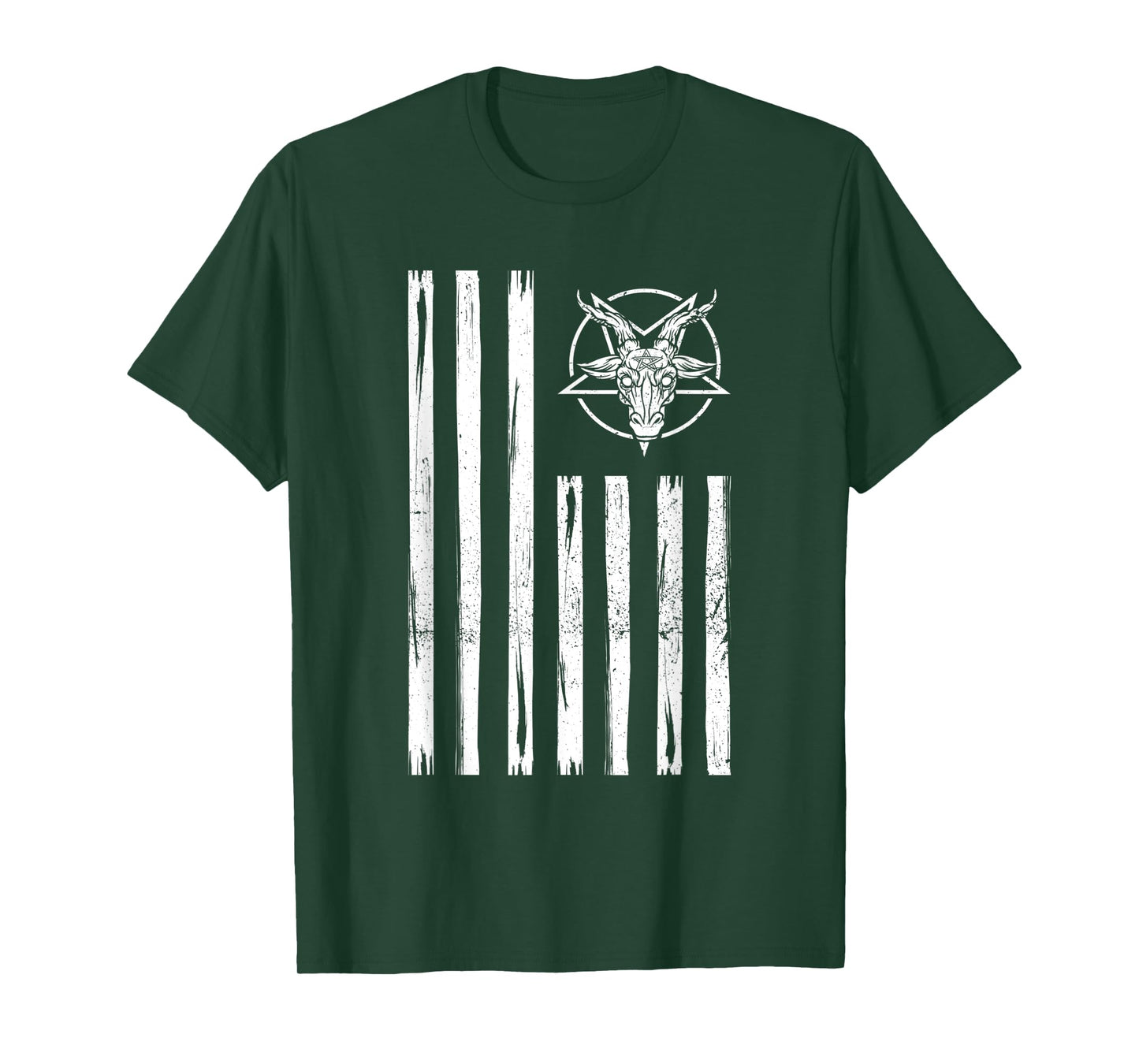 Patriotic Satan American Flag Occult Pentagram Baphomet 666 T-Shirt for Women Men