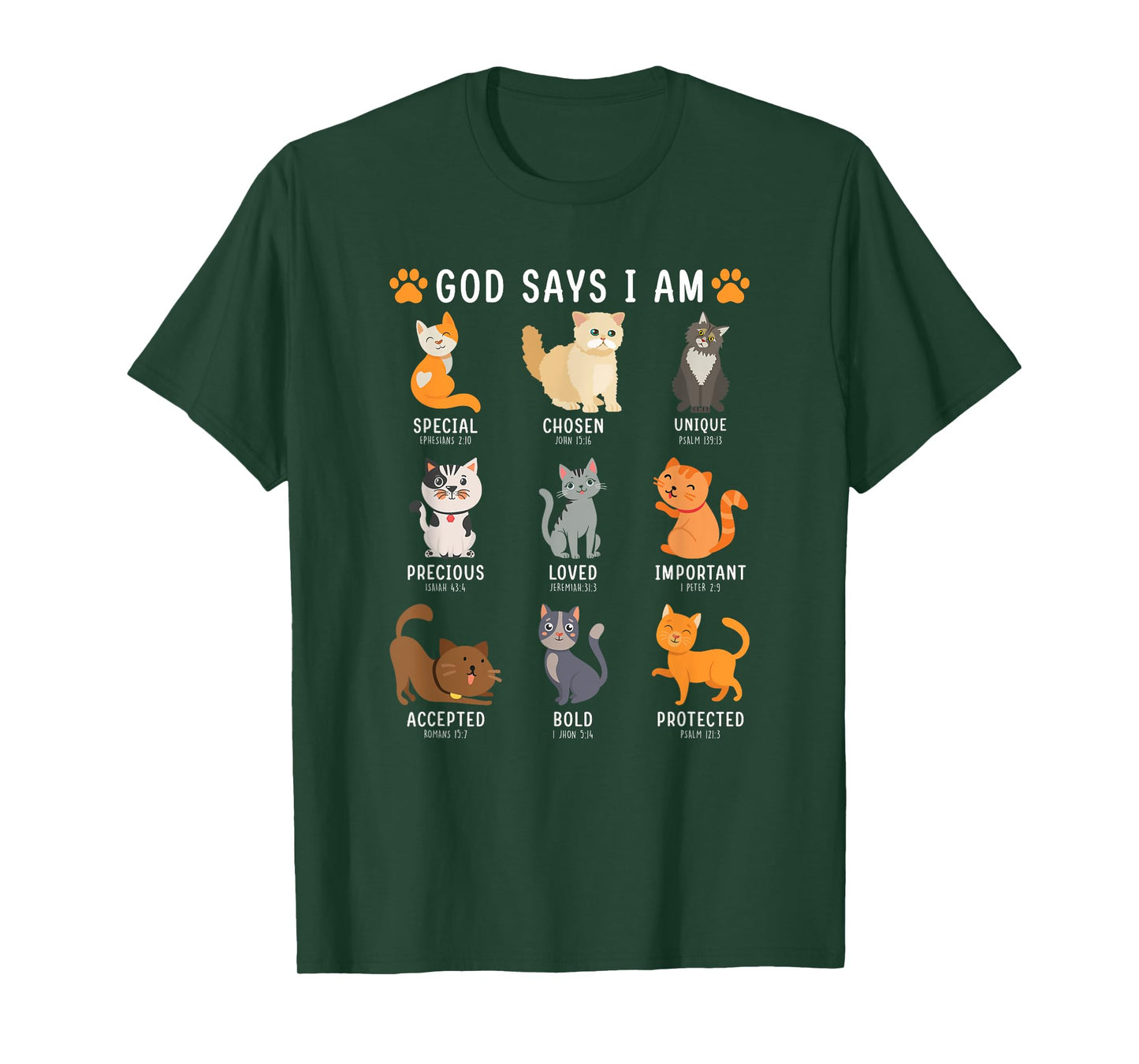 God Says I Am Kitten Cat Funny Cats Bible Verse Christian T-Shirt for Men Women Kids