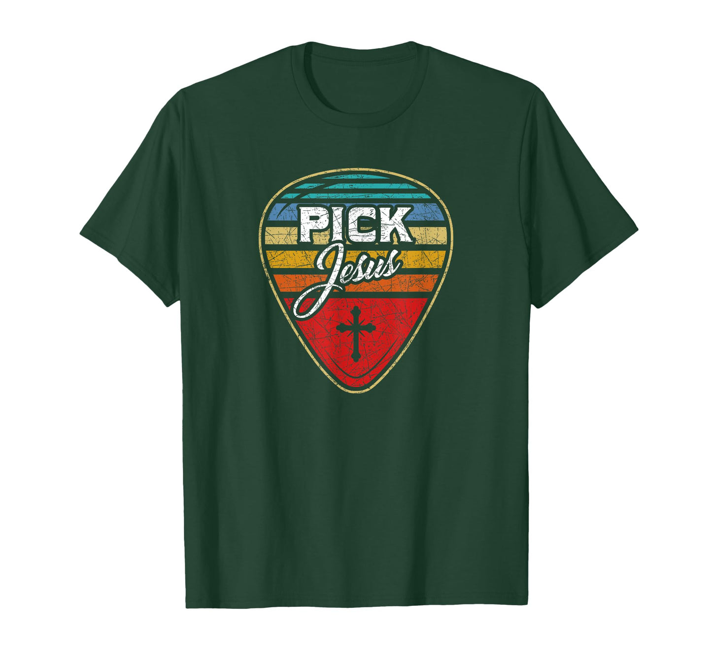 Retro Guitarist Guitar Pick Christian Music Jesus T-Shirt