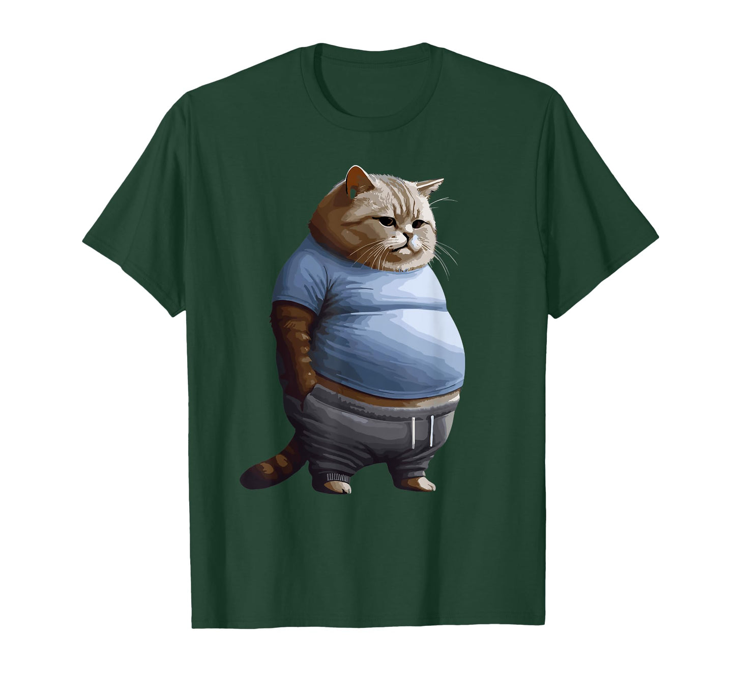 Funny Fat Sad Cat Art Design Fat Kitten Cat Lover Fat Cat T-Shirt