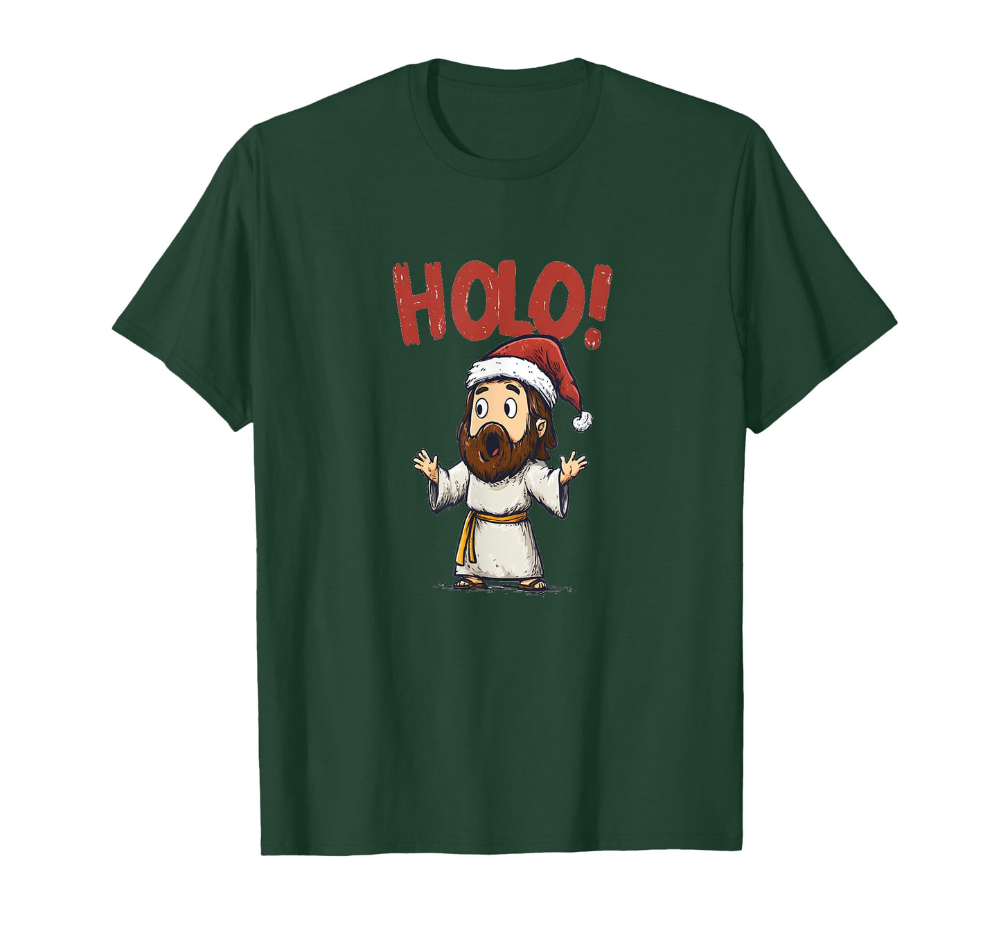 Funny Cartoon Jesus in Christmas Look Costume T-Shirt