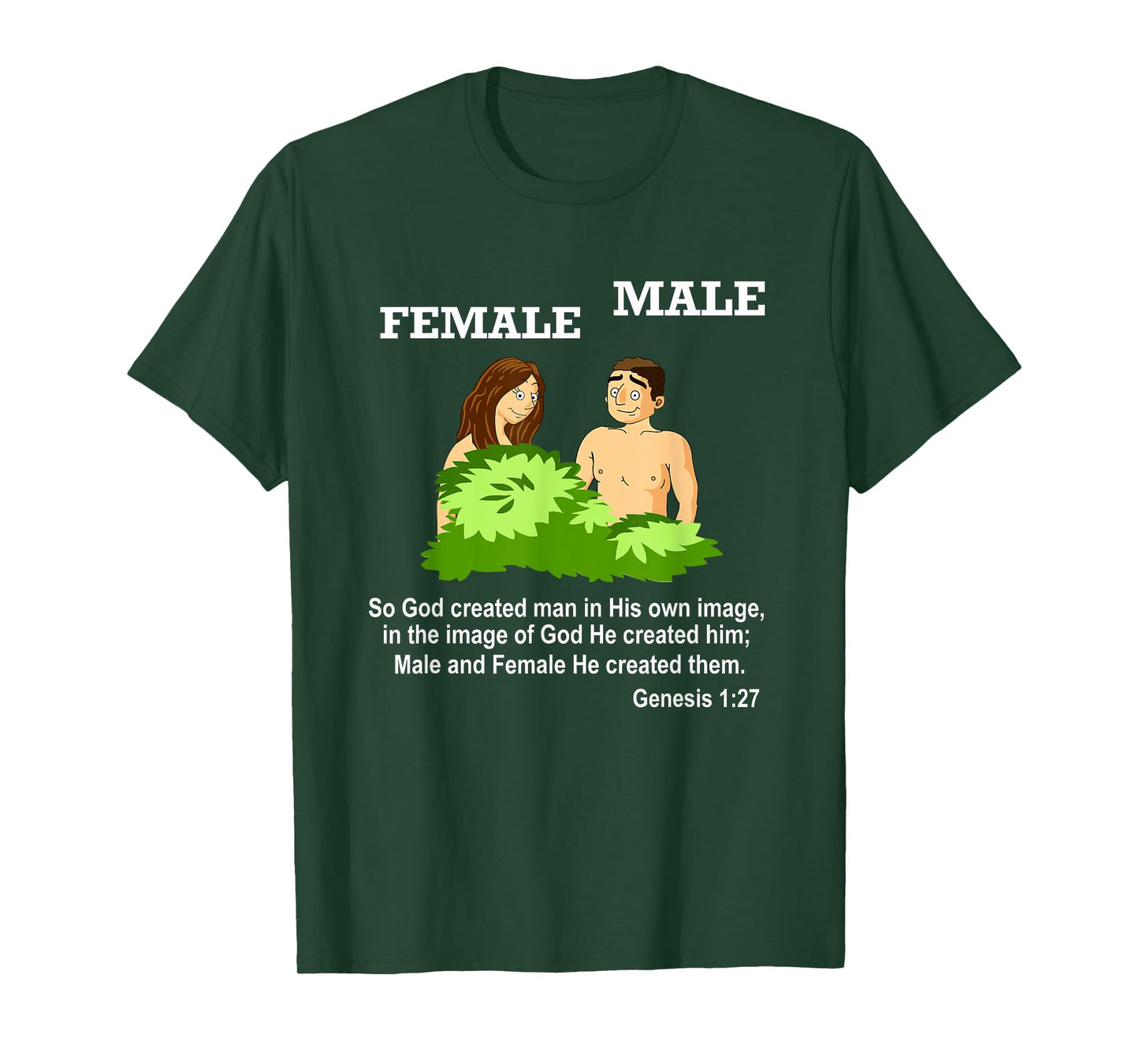 Christian Bible Verse Genesis 1 27 God Created Male Female T-Shirt