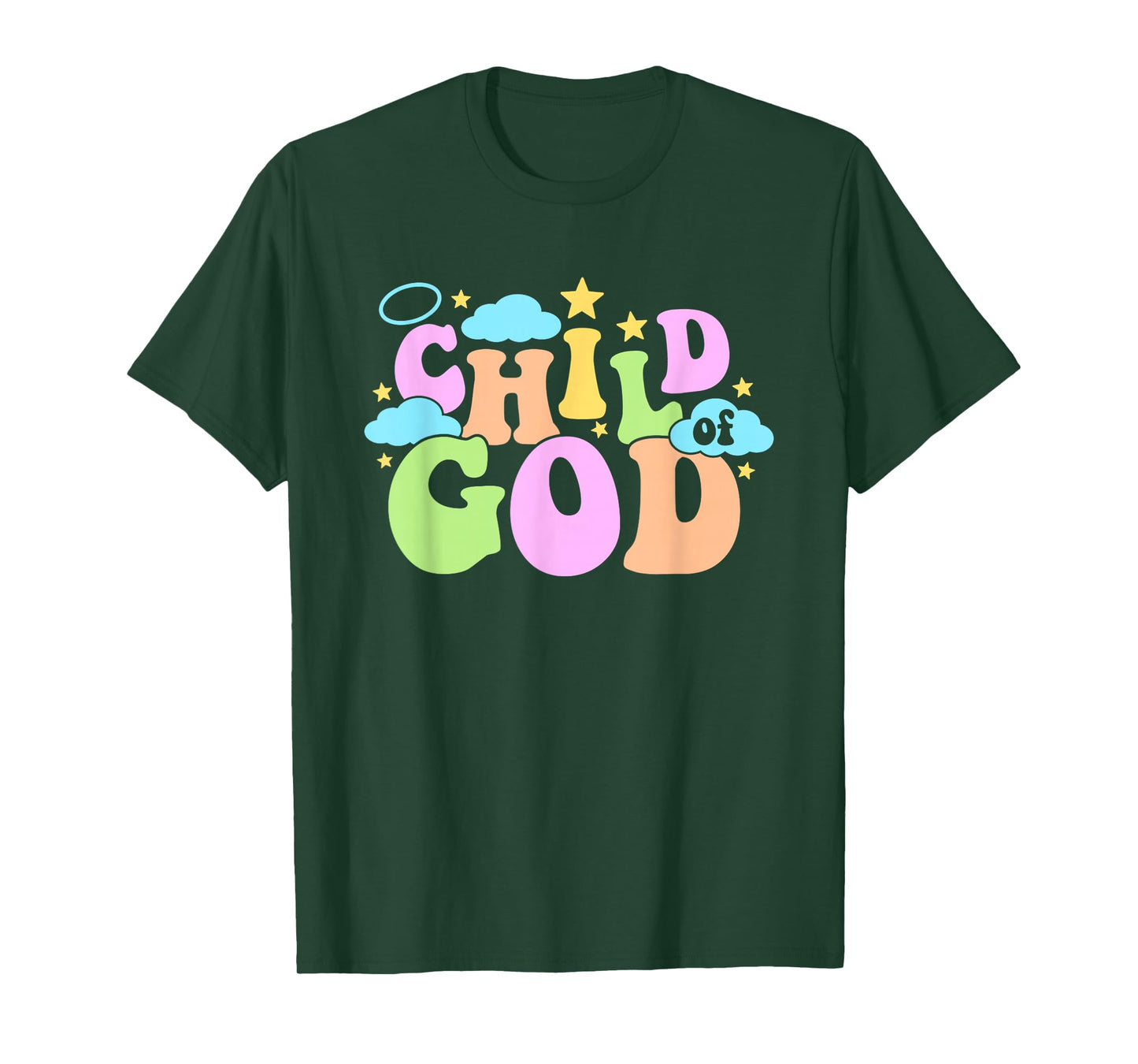 Cute Groovy Pastel Child of God Faith Saying T-Shirt