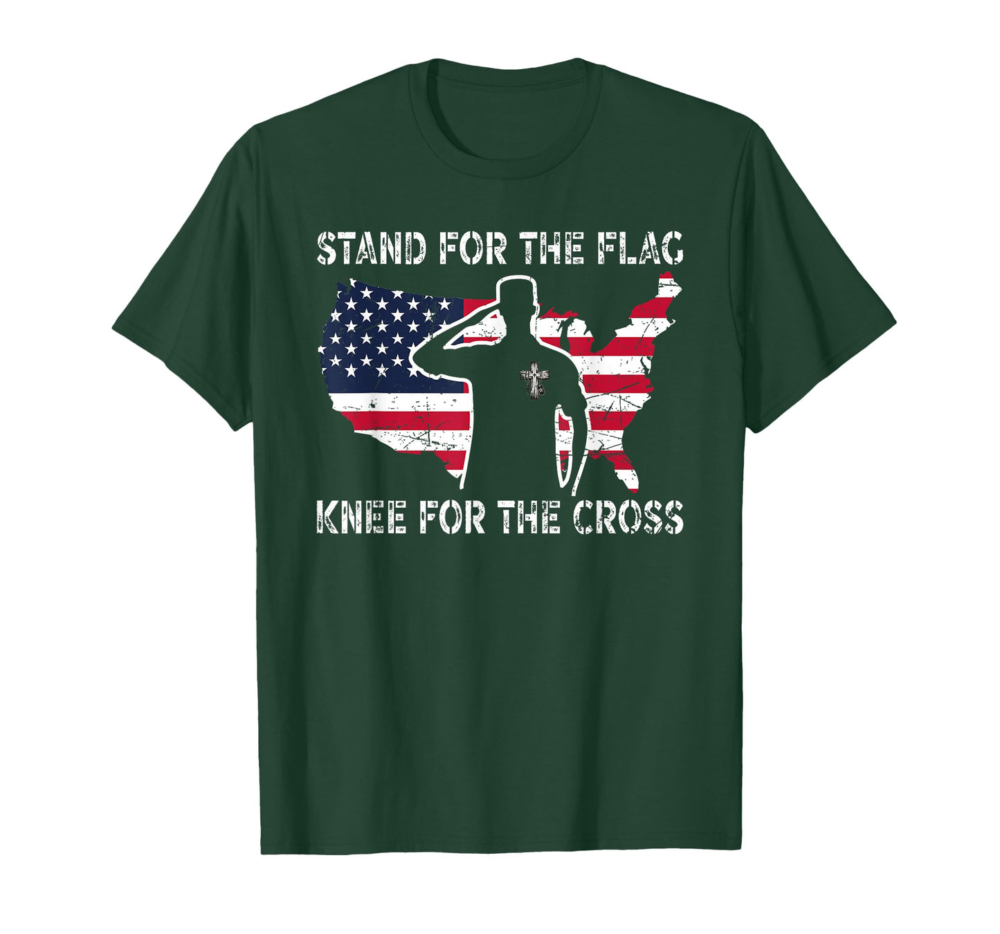 Stand for Flag Kneel for Cross Patriotic Faith Design T-Shirt