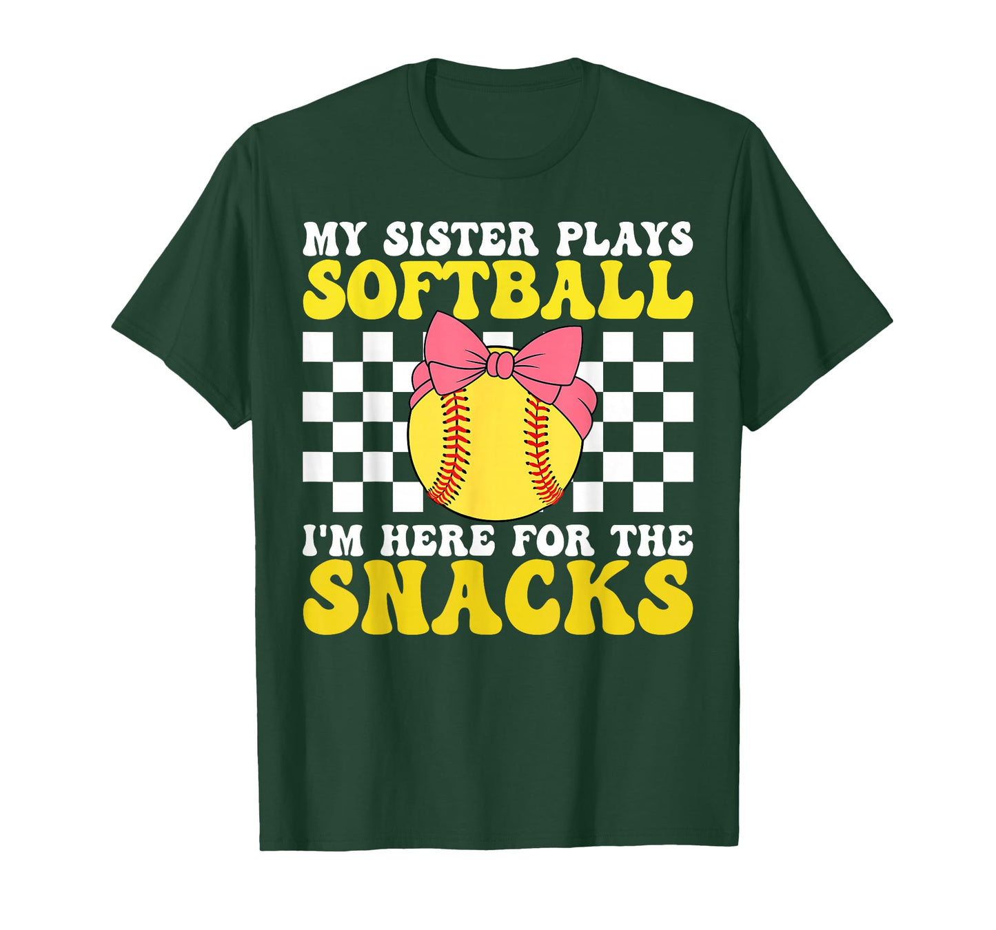 My Sister Plays Softball Pink Softball Sister Toddler Bow T-Shirt