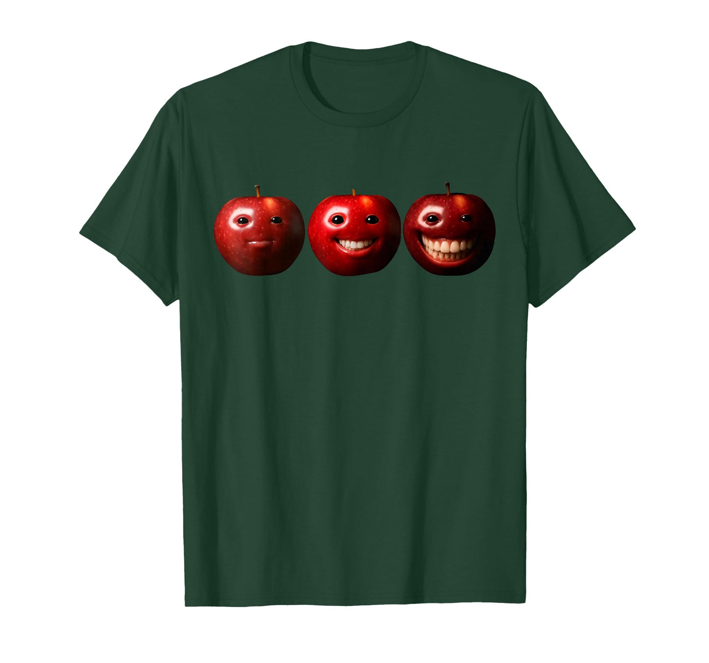 Funny Silly AI Apple gen z Meme BrainRot Humor Smiling Fruit T-Shirt
