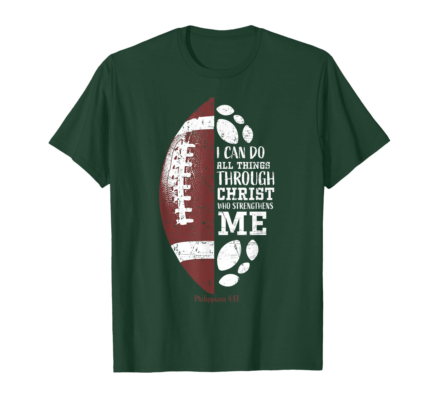 Christian Football Philippians 4:13 Religious Verse Faith T-Shirt