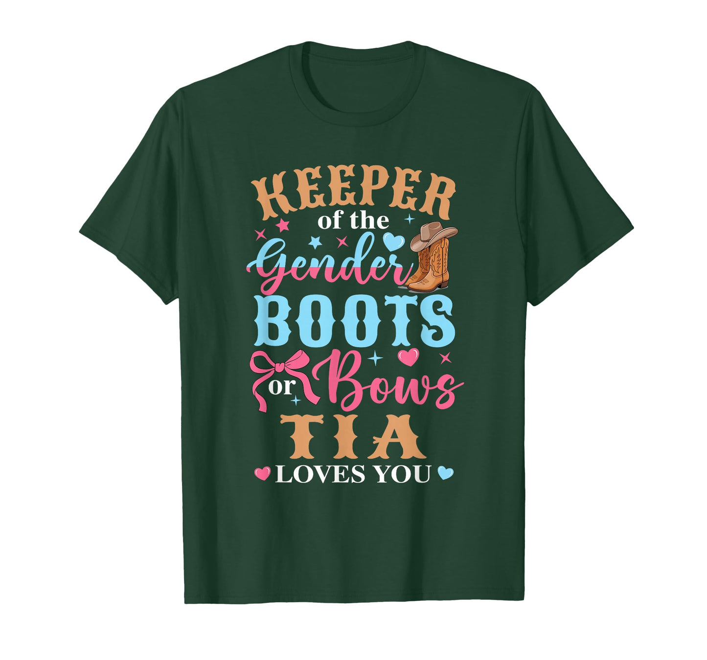 Boots Or Bows Tia Loves You Gender Reveal Family Matching T-Shirt