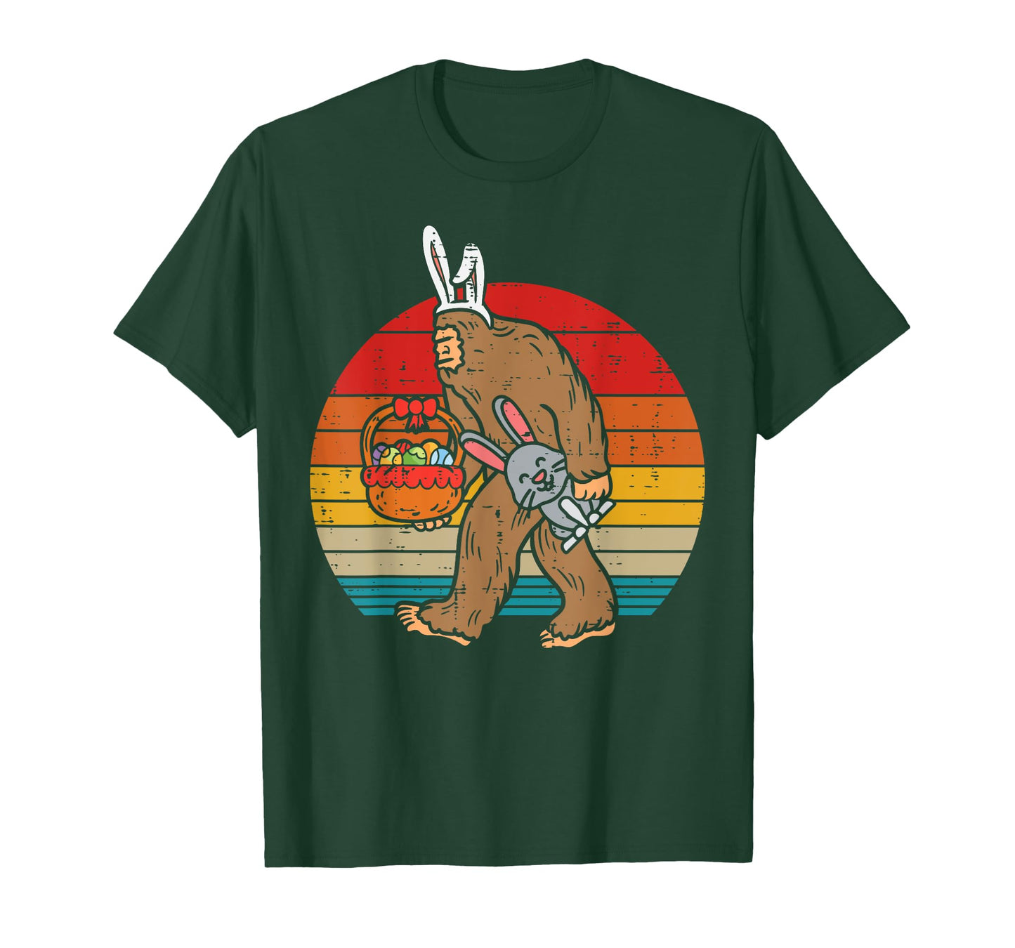 Bigfoot Easter Bunny Eggs Retro Sasquatch Men Women Kids T-Shirt