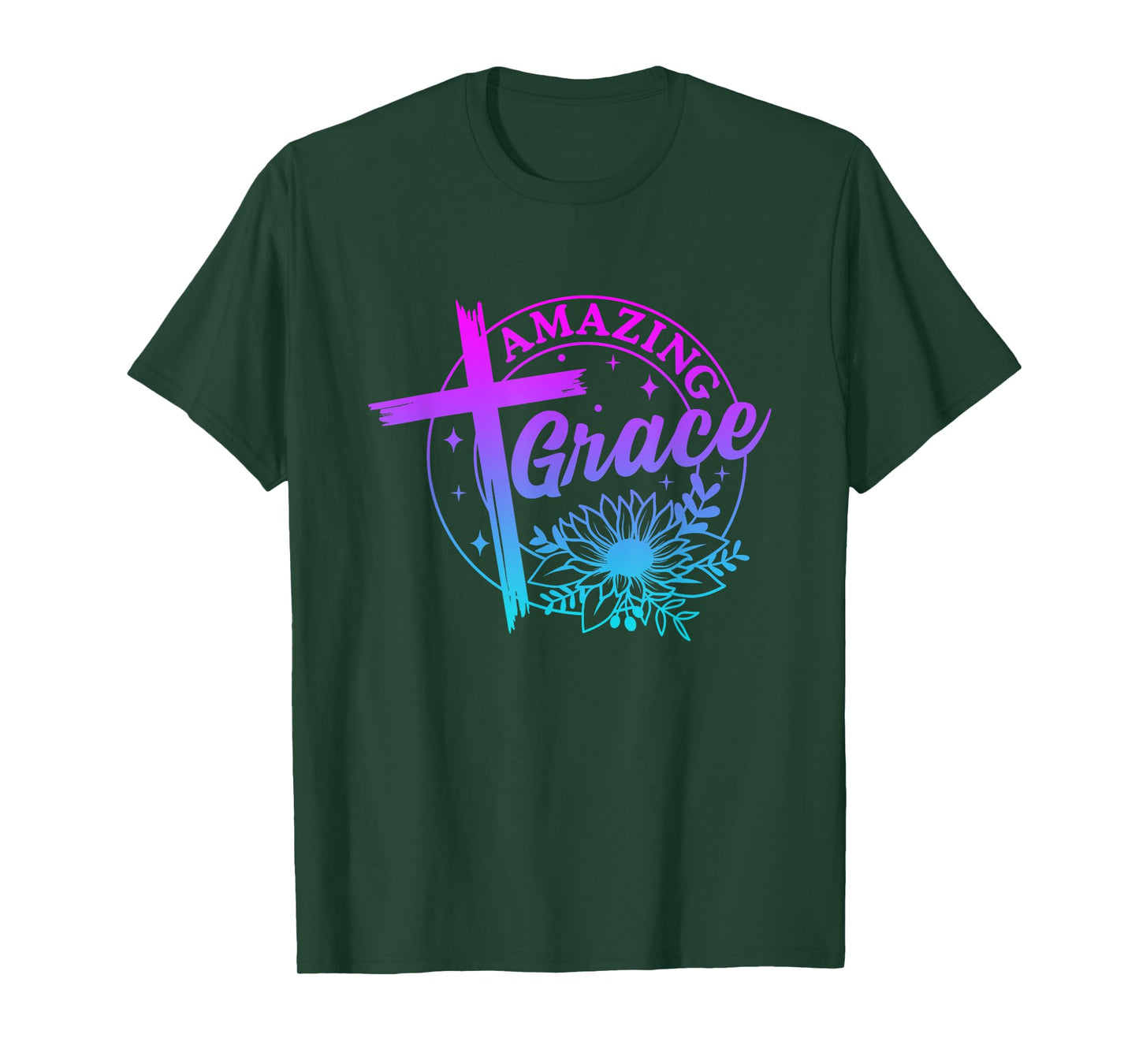 Amazing Grace Christian Cross Sunflower Funny Chrisitan pray T-Shirt