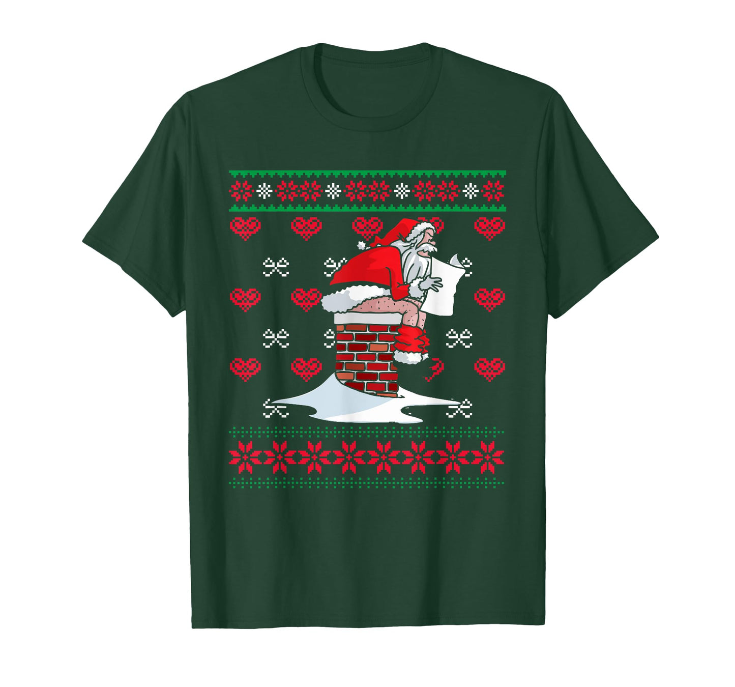 Santa Pooping Down Chimney Ugly Xmas Sweater Christmas T-Shirt