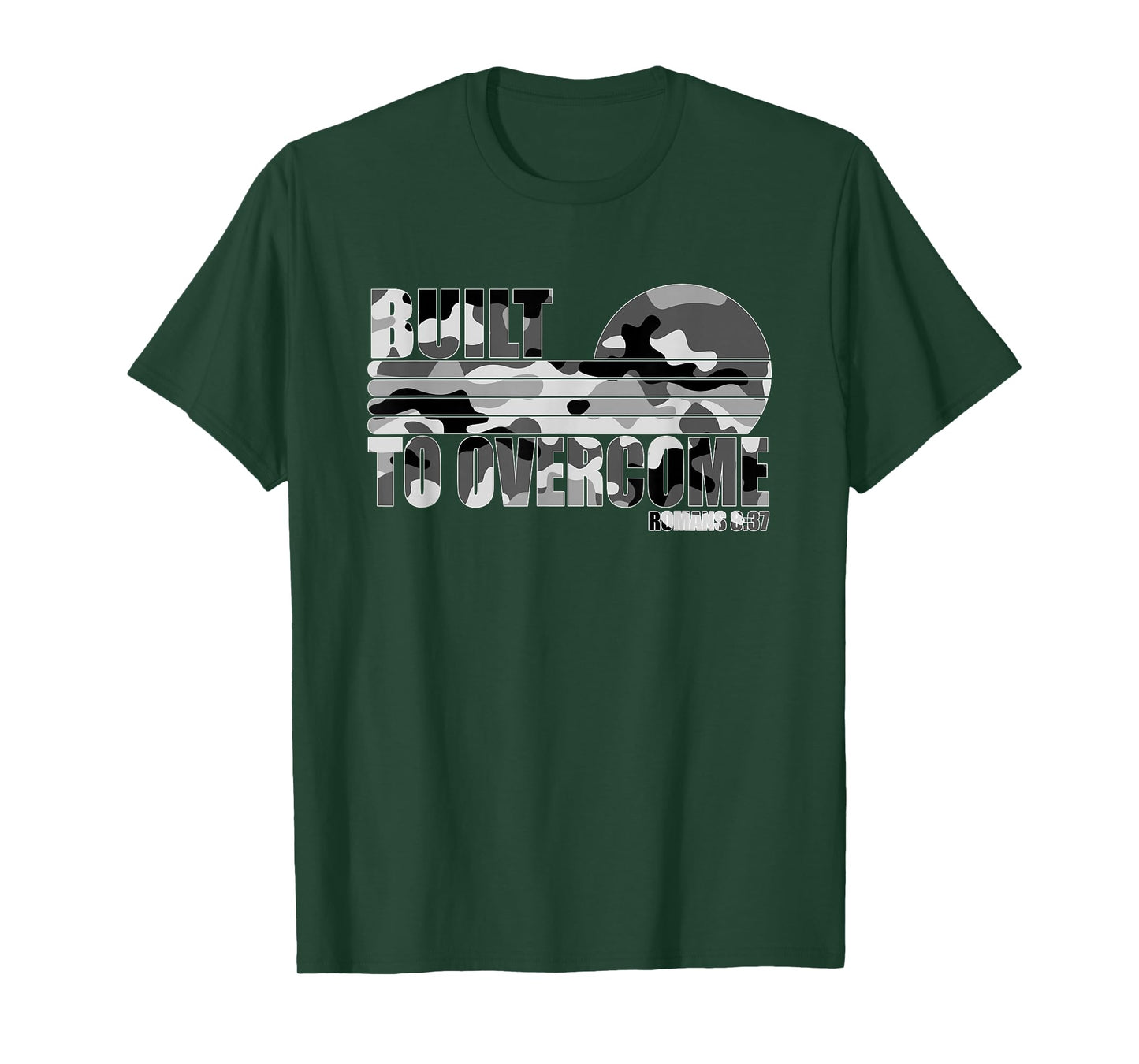 Built to Overcome Camo Faith Scripture Workout Gym Christian T-Shirt