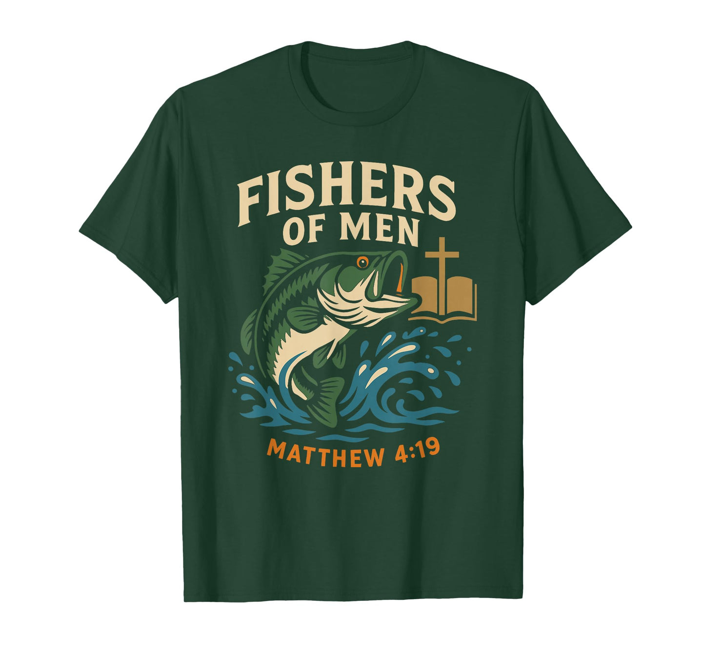 Fishers of Men Matthew 4:19 Christian Fishing Bible Verse T-Shirt